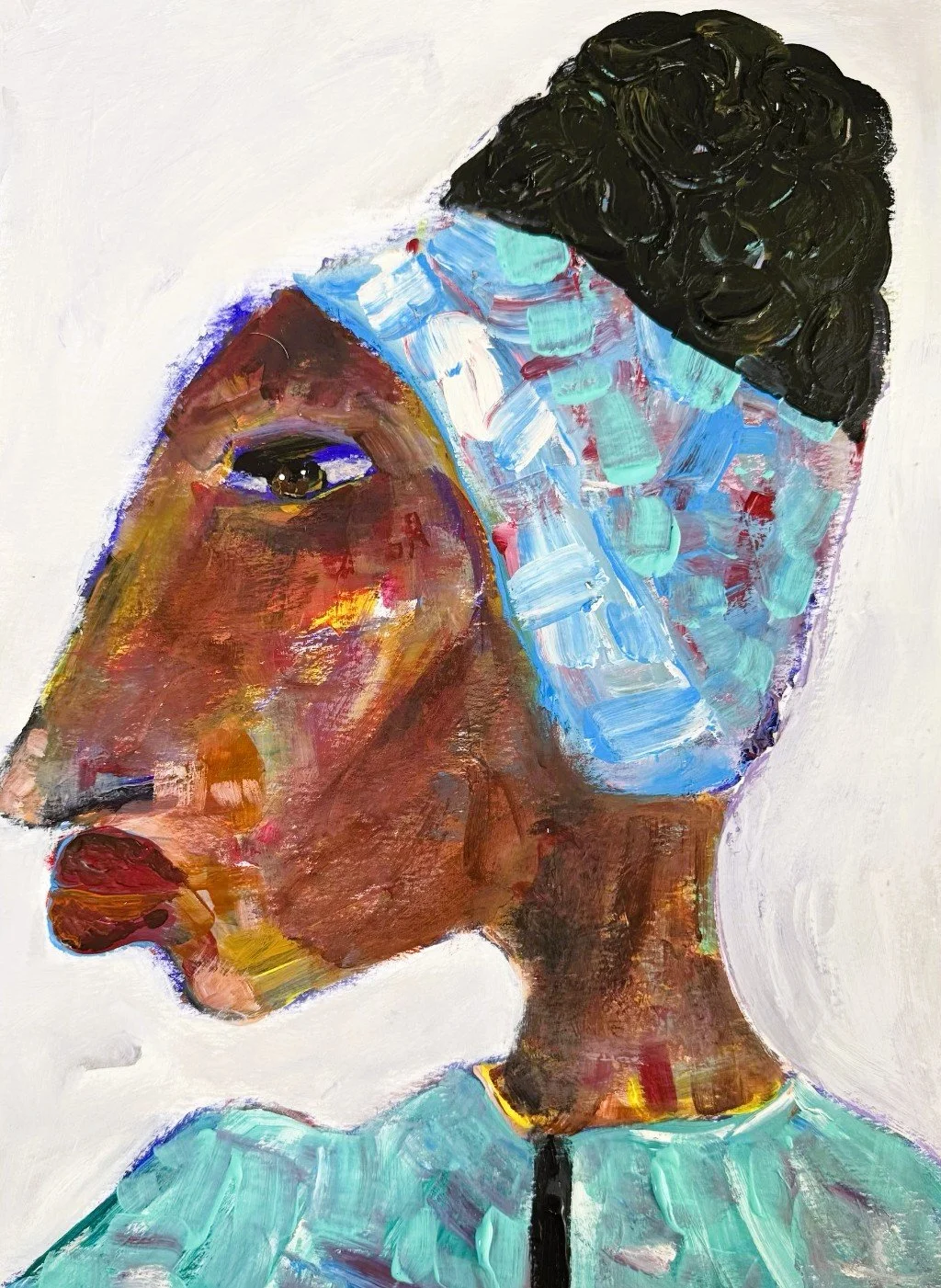 "Spirulina", 8in x 10in acrylic on 140lb W/C paper, 2026