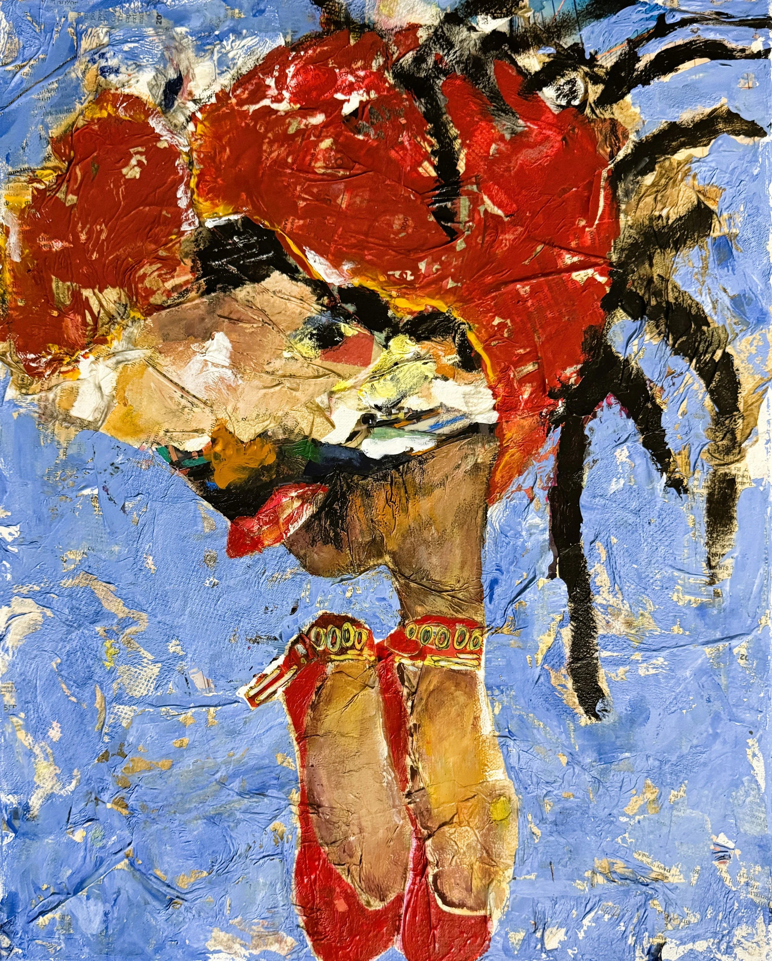 "En Pointe", 9in x 12in acrylic/mixed media on stretched canvas, 2026