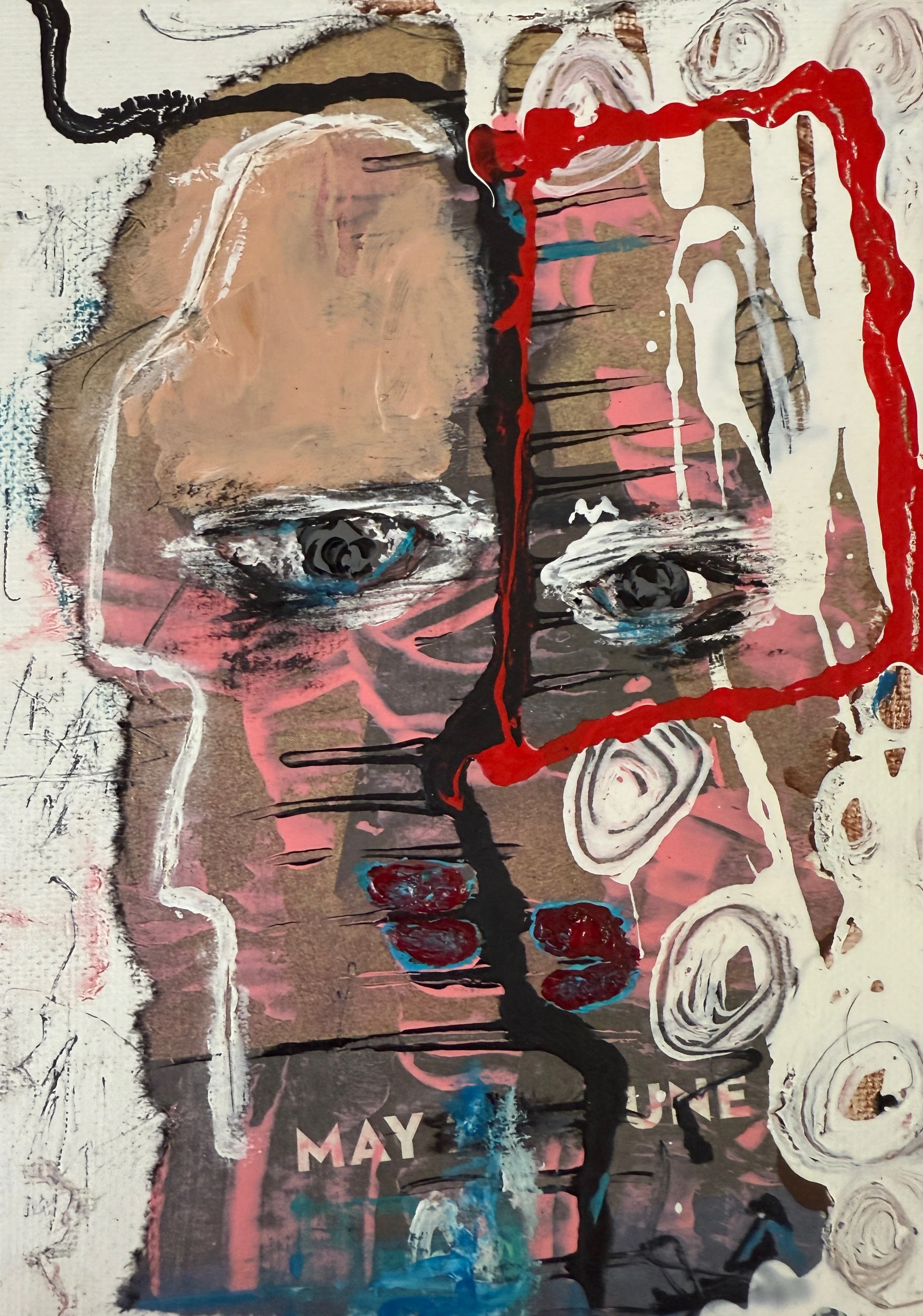 "Two Seasons", 5in x 7in acrylic/mixed media on stretched canvas, 2025