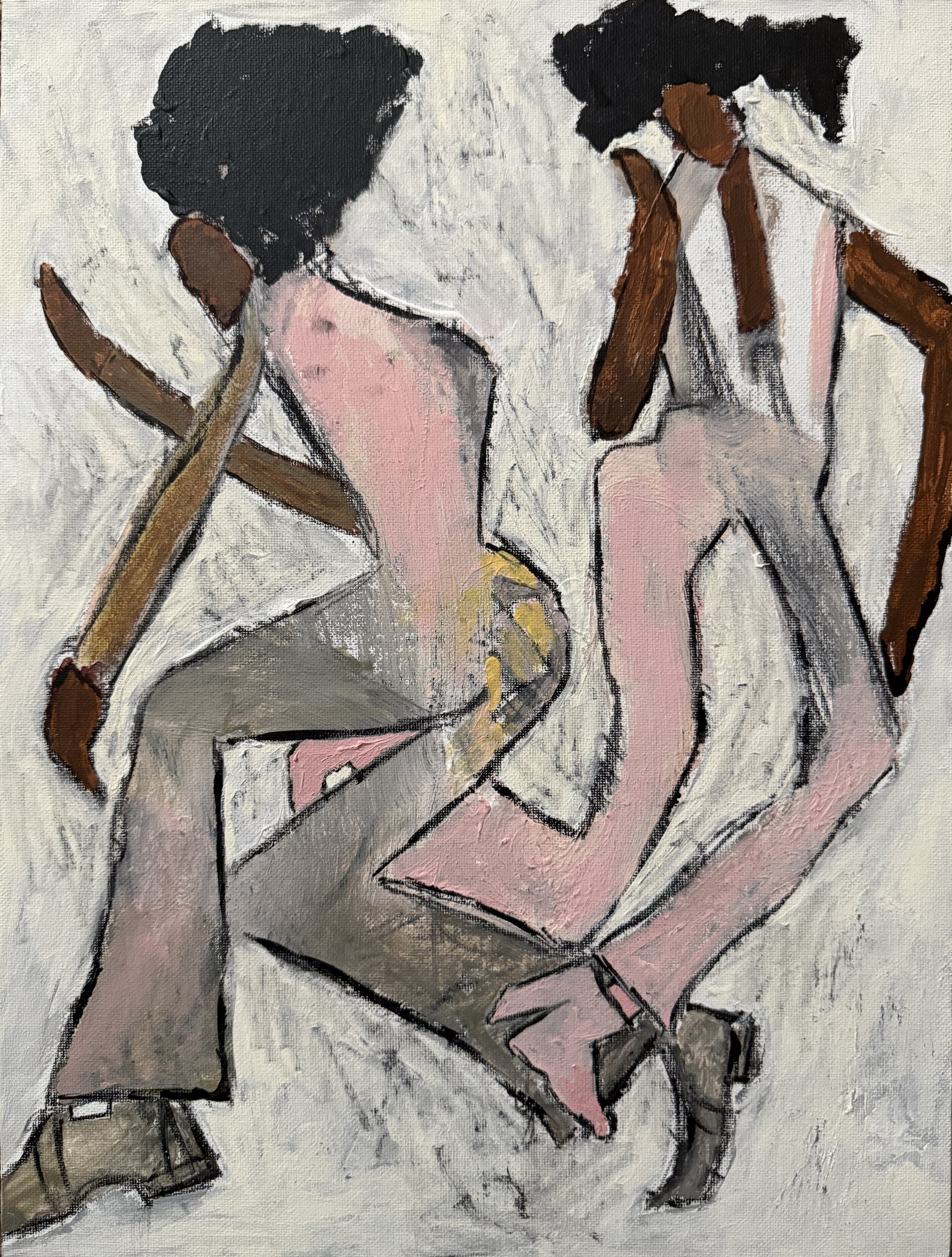 "Dance, Sistah, Dance", 8in x 10in acrylic/oil pastel on 120lb W/C paper, 2026
