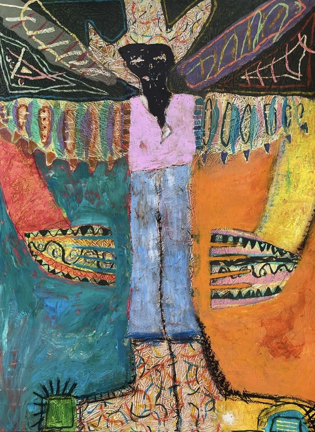 "Scarecrow", 18in x 24in acrylic on 140lb W/C paper, 2025