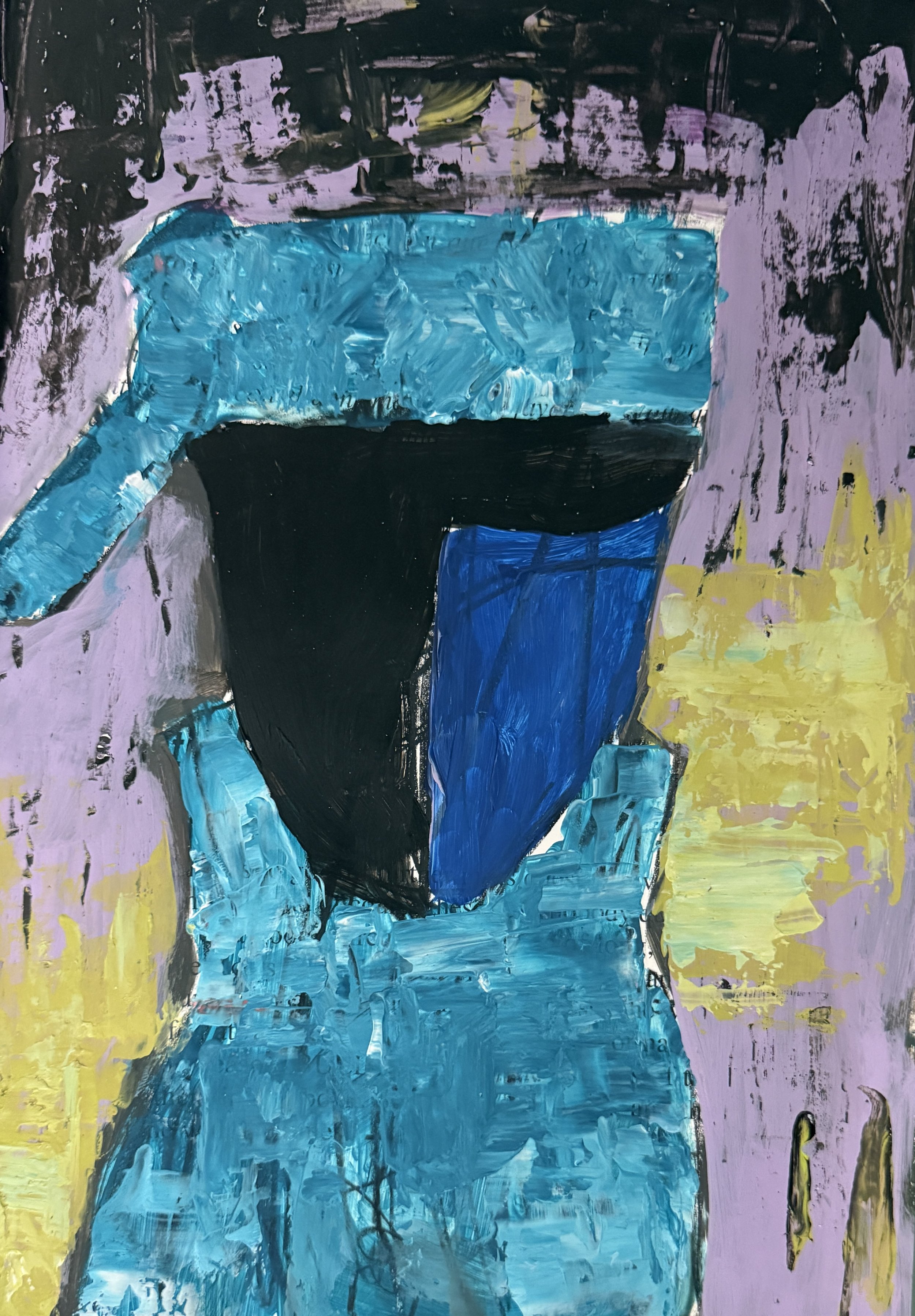"Blue & Bluer", 9in x 13in acrylic on paper, 2026