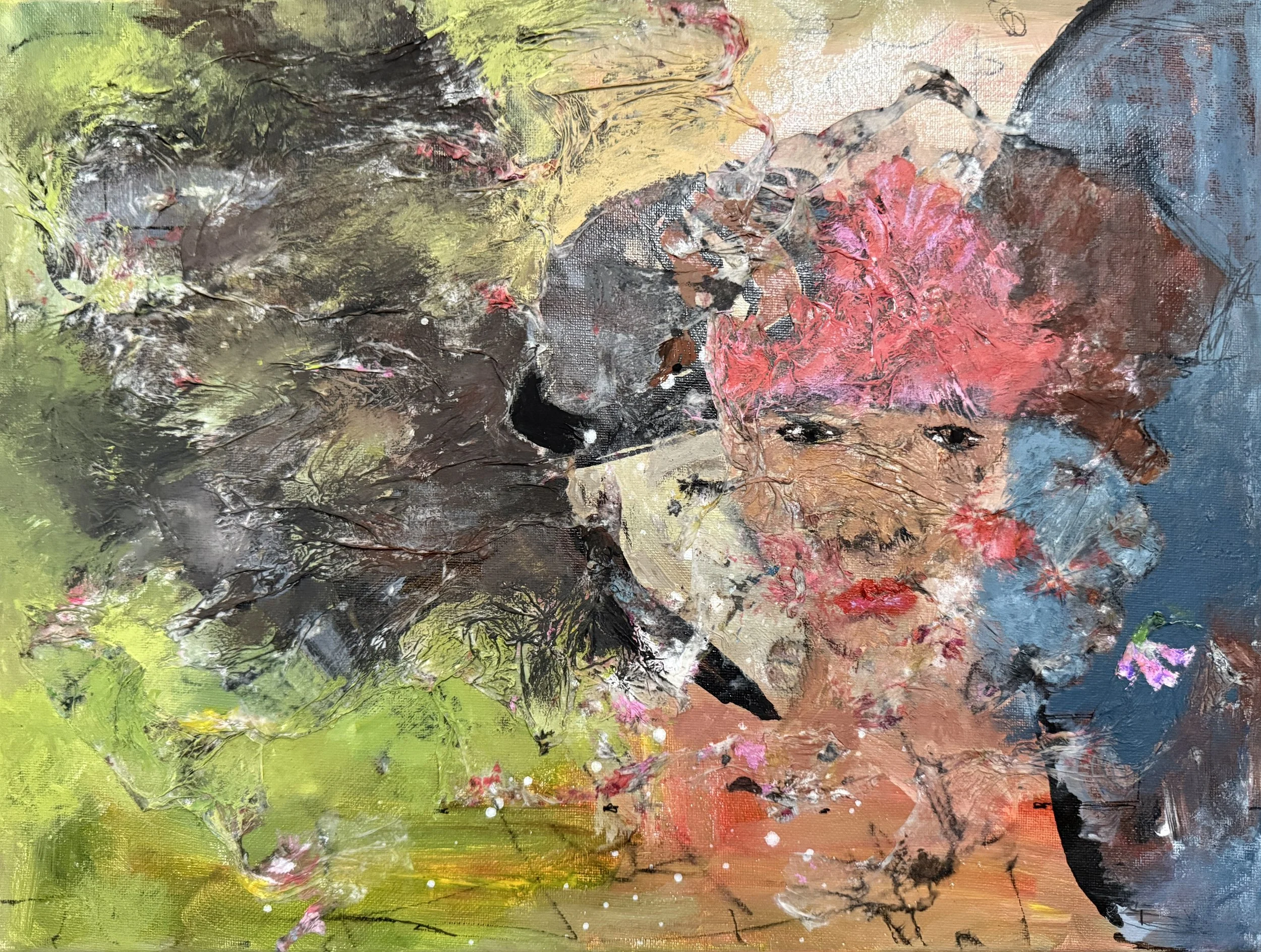"Misfits", 24in x 18in acrylic/mixed media on stretched canvas, 2025