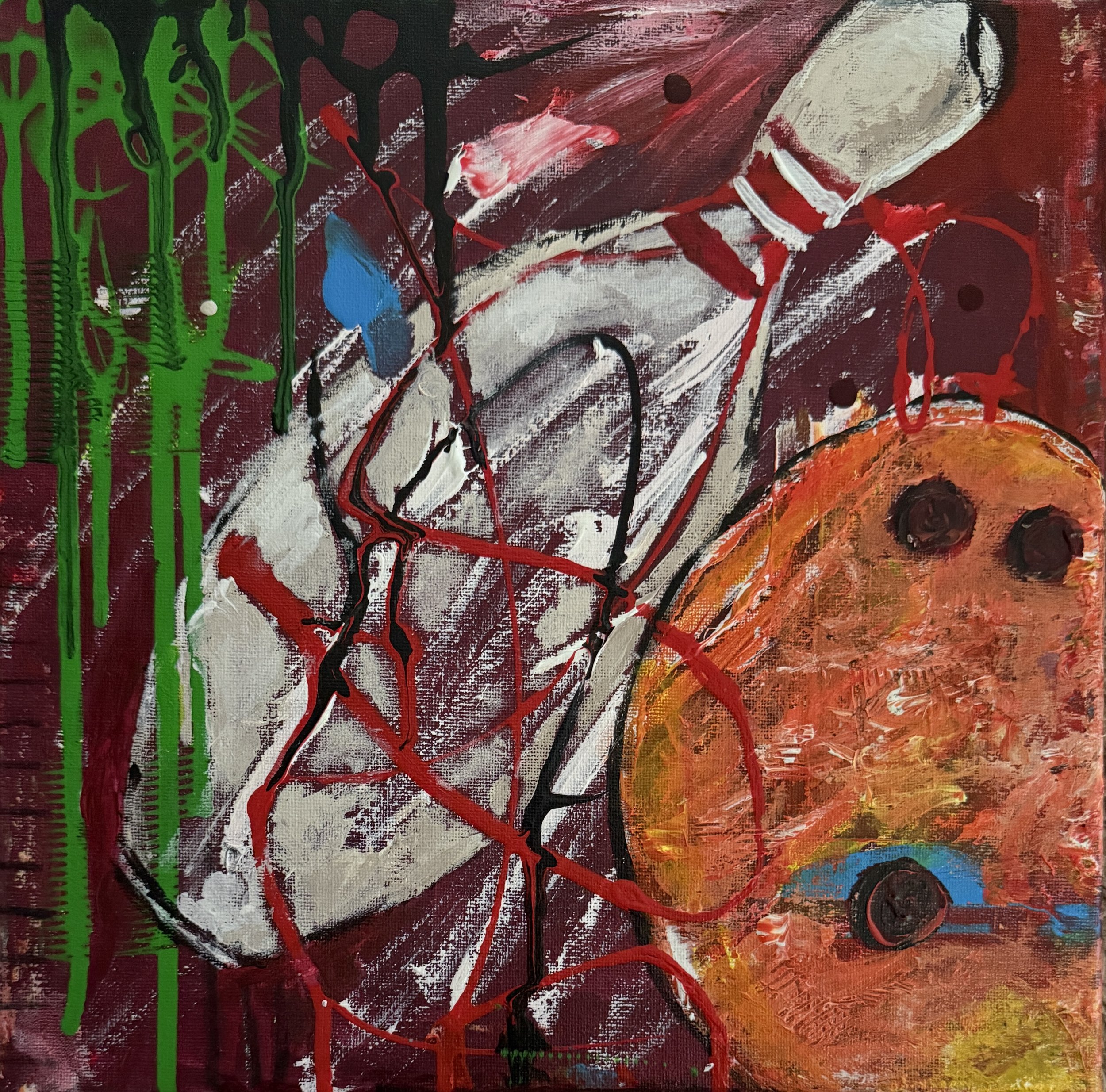 "Lane 1", 9in x 12in acrylic on stretched canvas, 2025