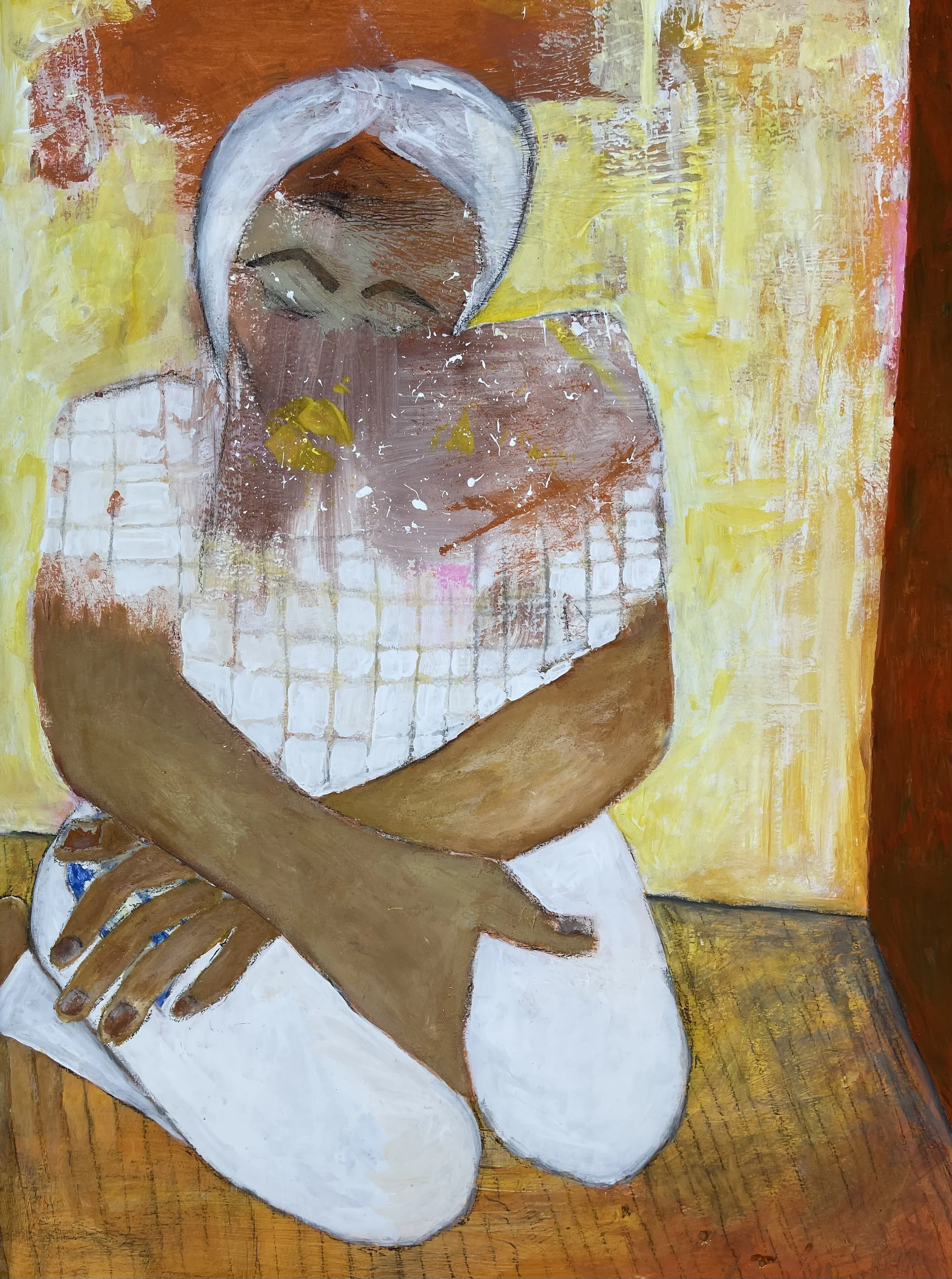 "Prayer Closet", 18in x 24in acrylic on 140lb W/C paper, 2023