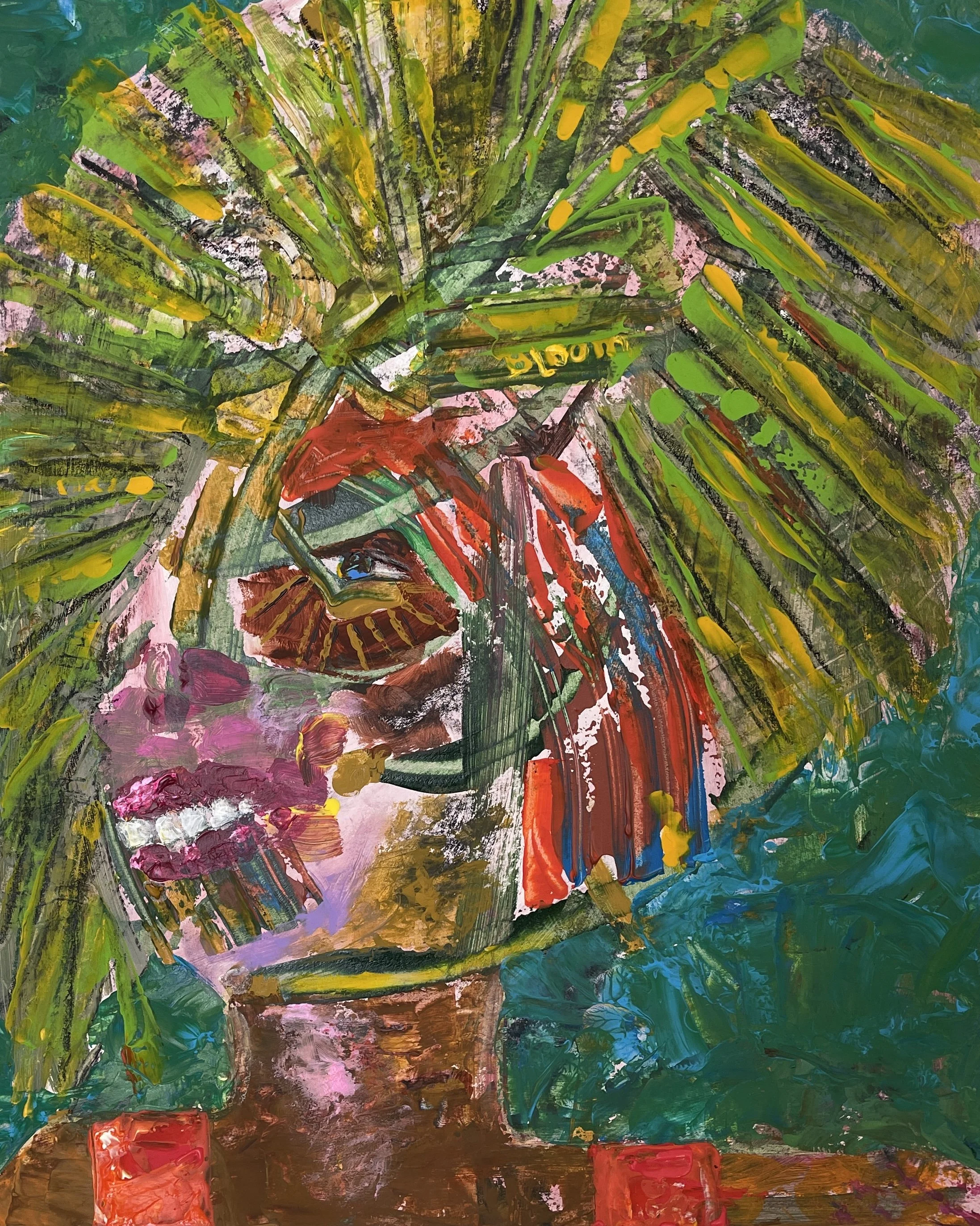 "Bloom", 18in x 24in acrylic on 140lb W/C paper, 2025