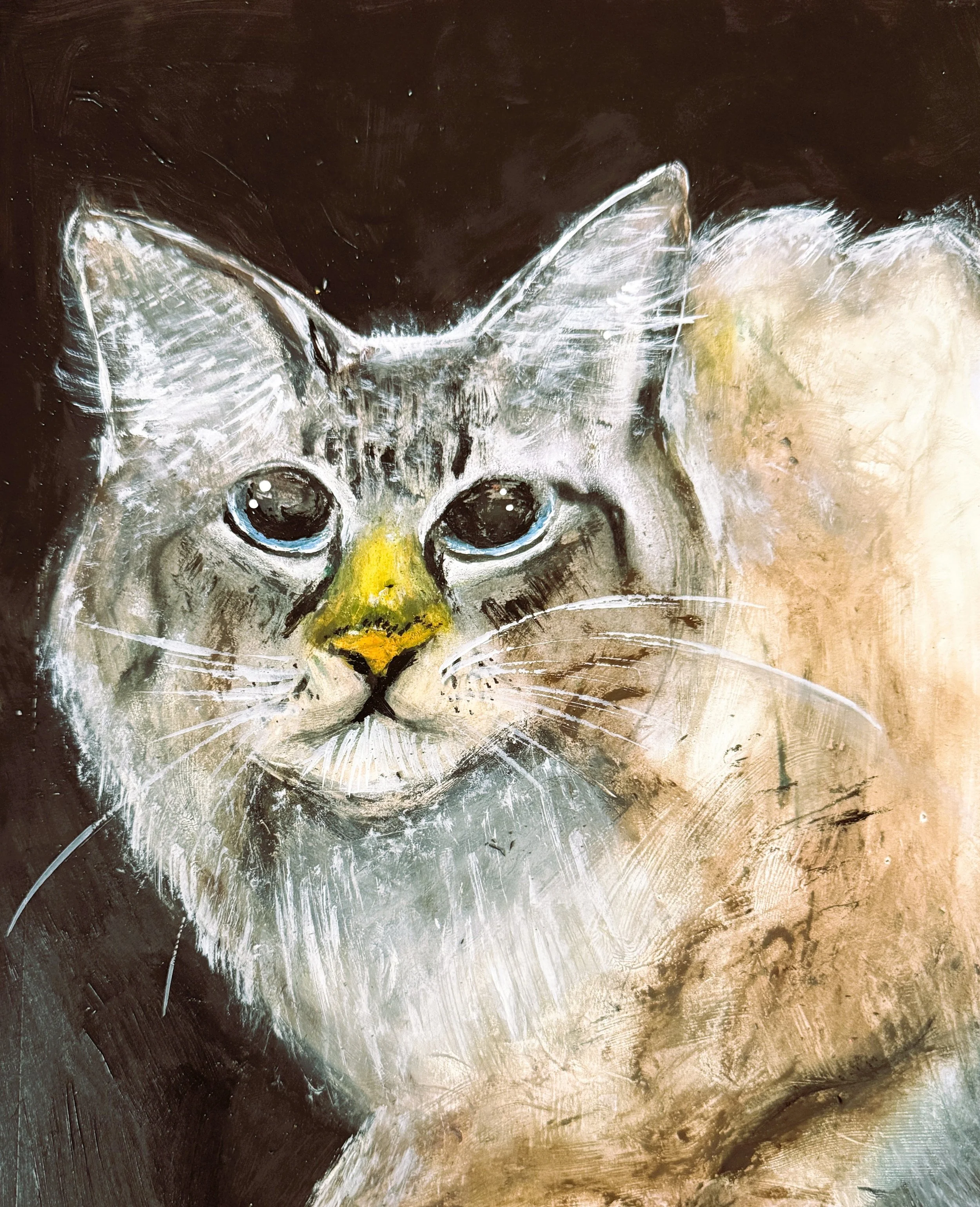 "Cat Watching", 8in x 10in acrylic on 120lb W/C paper, 2026
