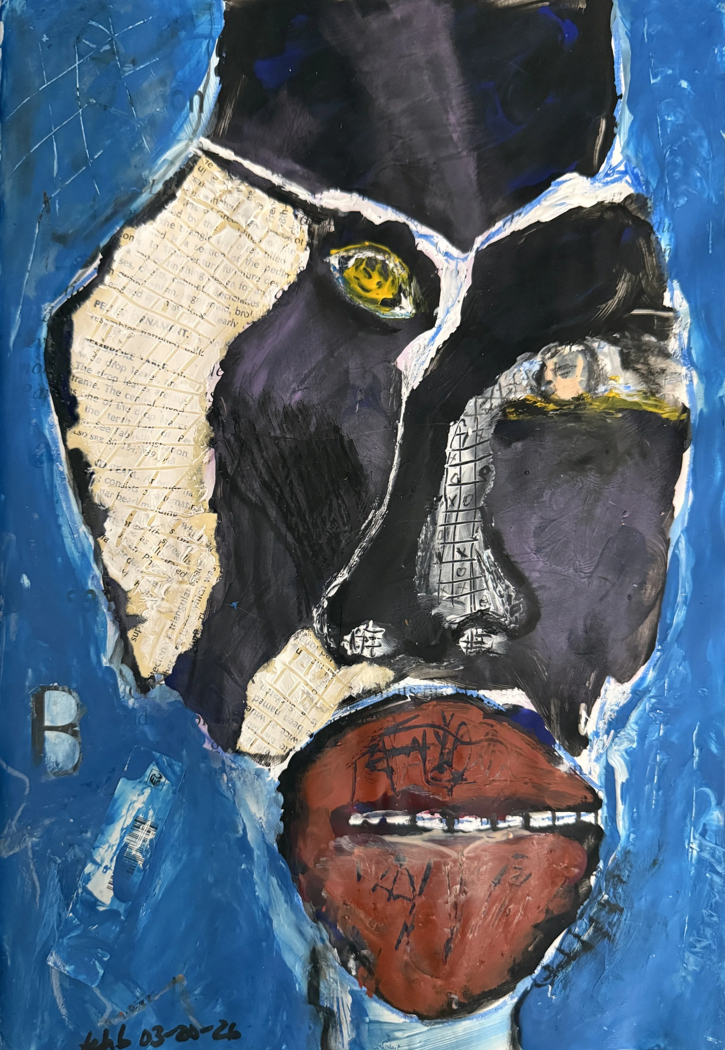 "Bird's-Eye View", 9in x 13in acrylic/mixed media on paper, 2026
