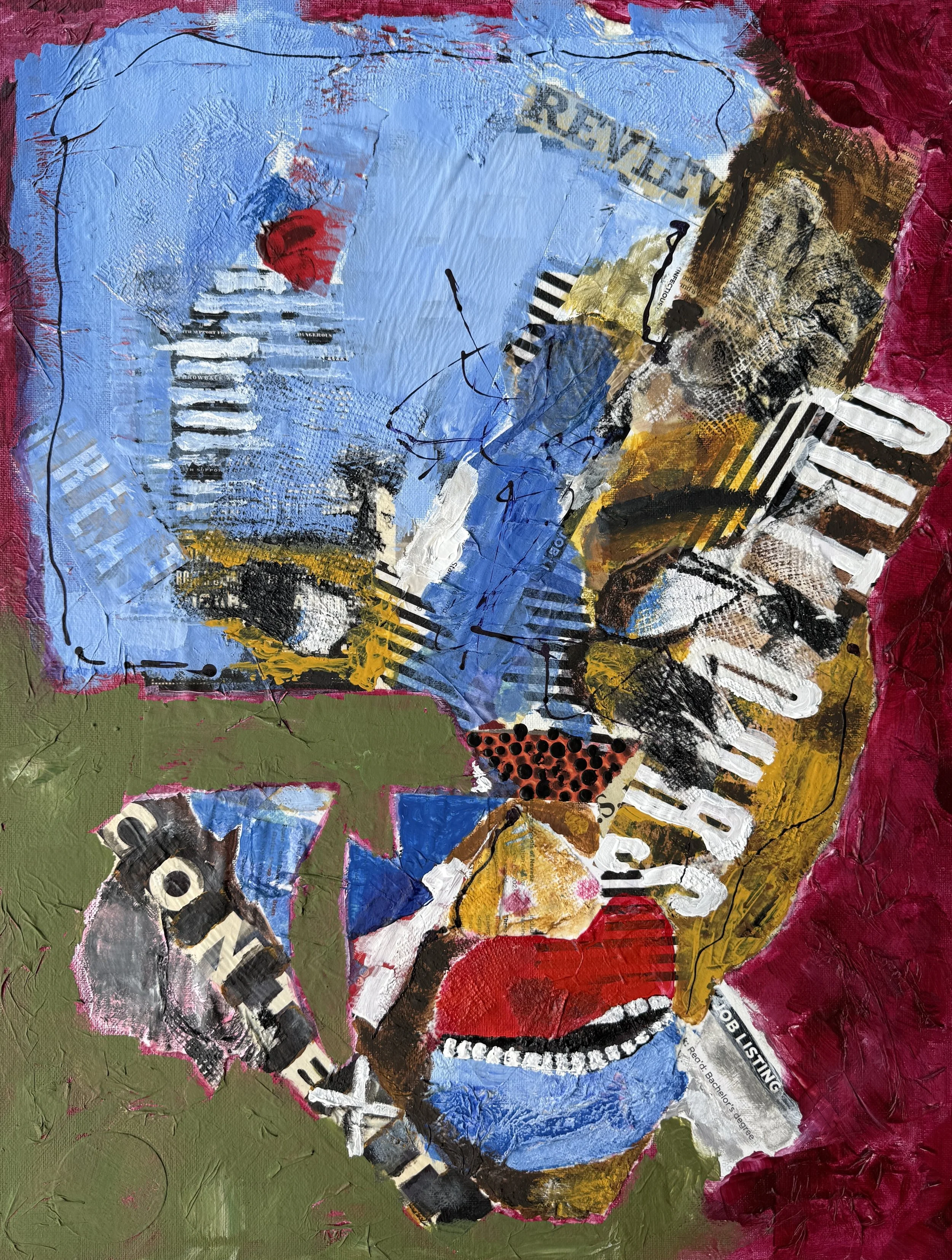 "DEIdentity", 18in x 24in acrylic/mixed media on 140lb W/C paper, 2025