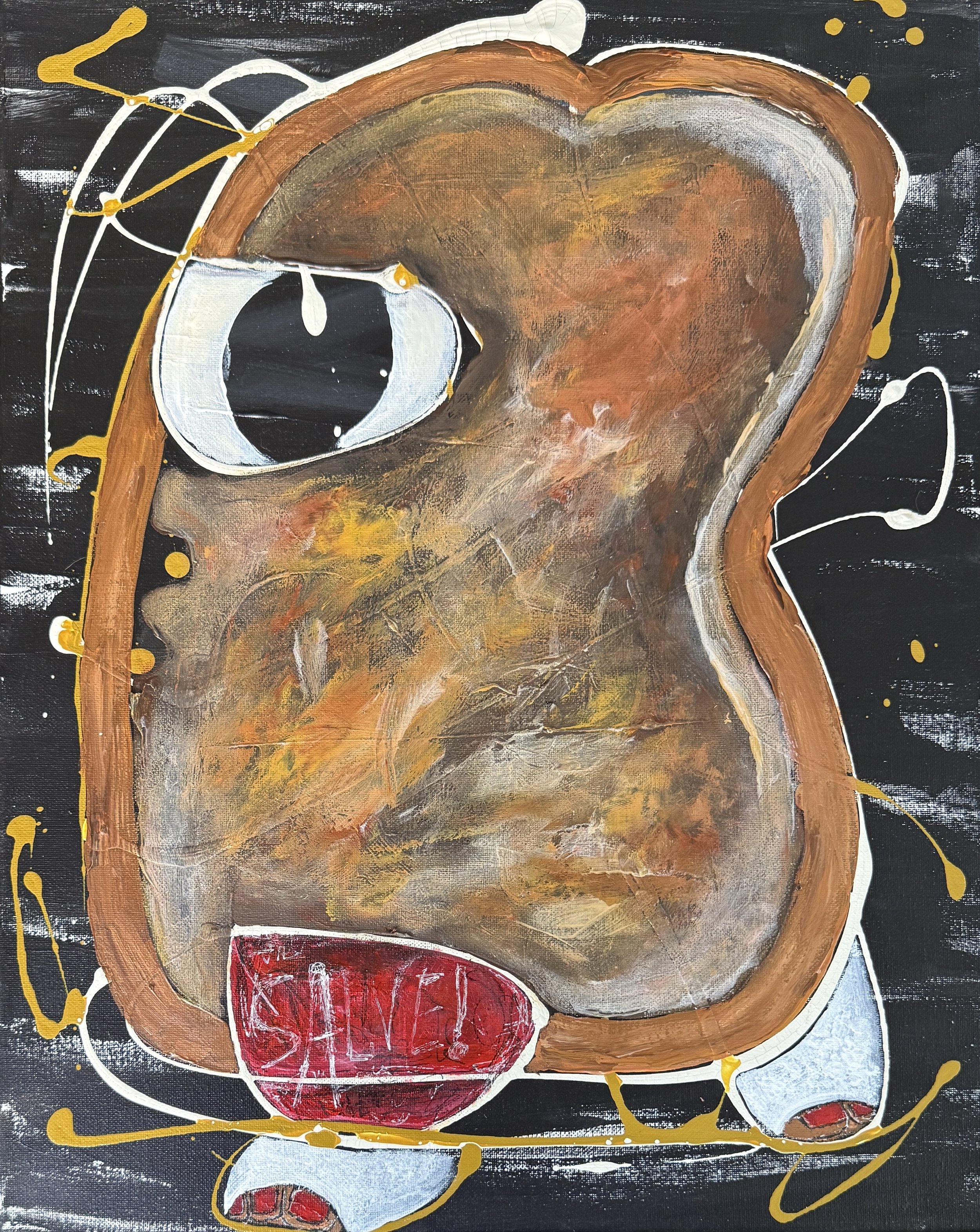 "Mornin' Toast", 18in x 24in acrylic on stretched canvas, 2026