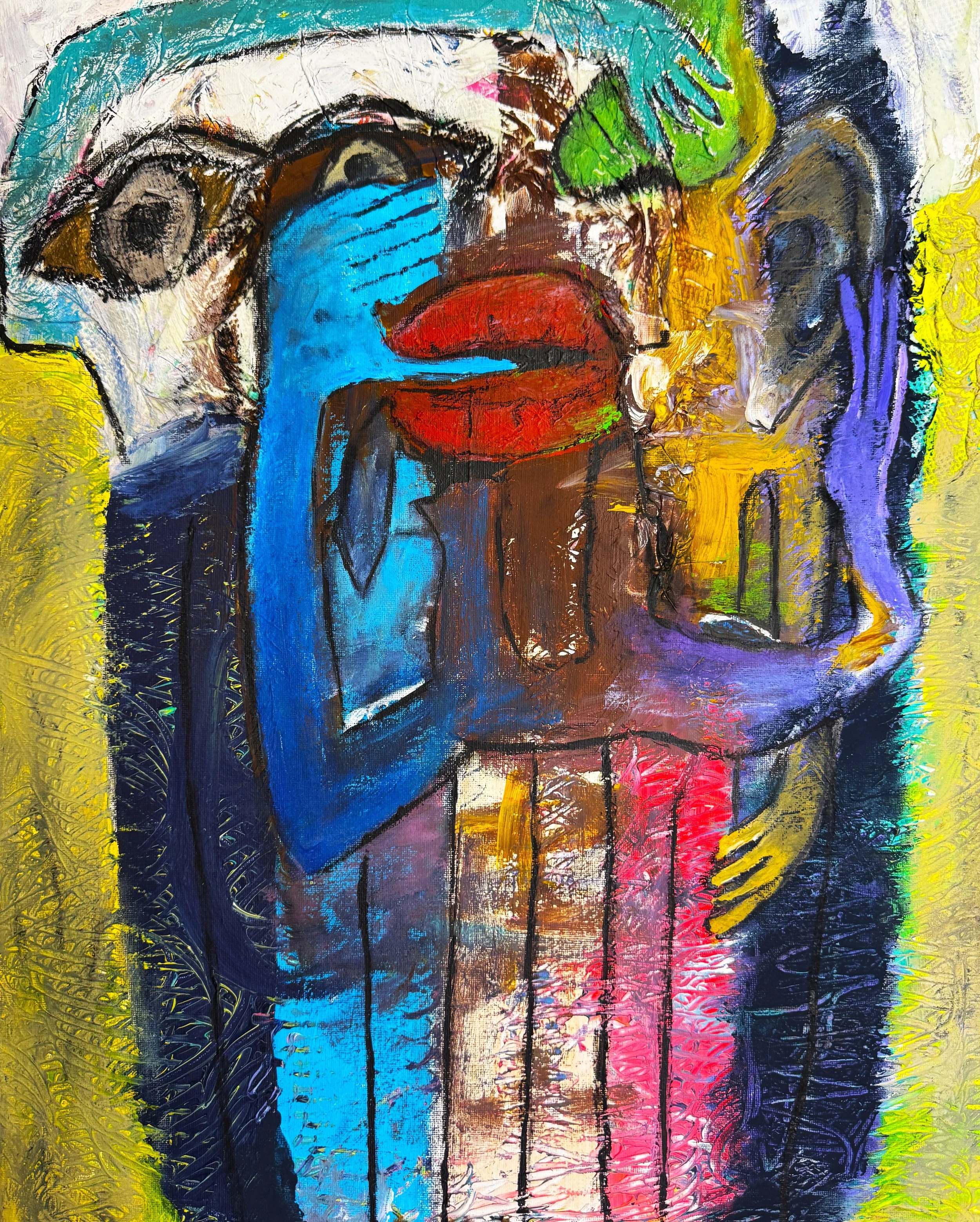 "All Senses Employed", 18in x 24in acrylic/mixed media on stretched canvas, 2026