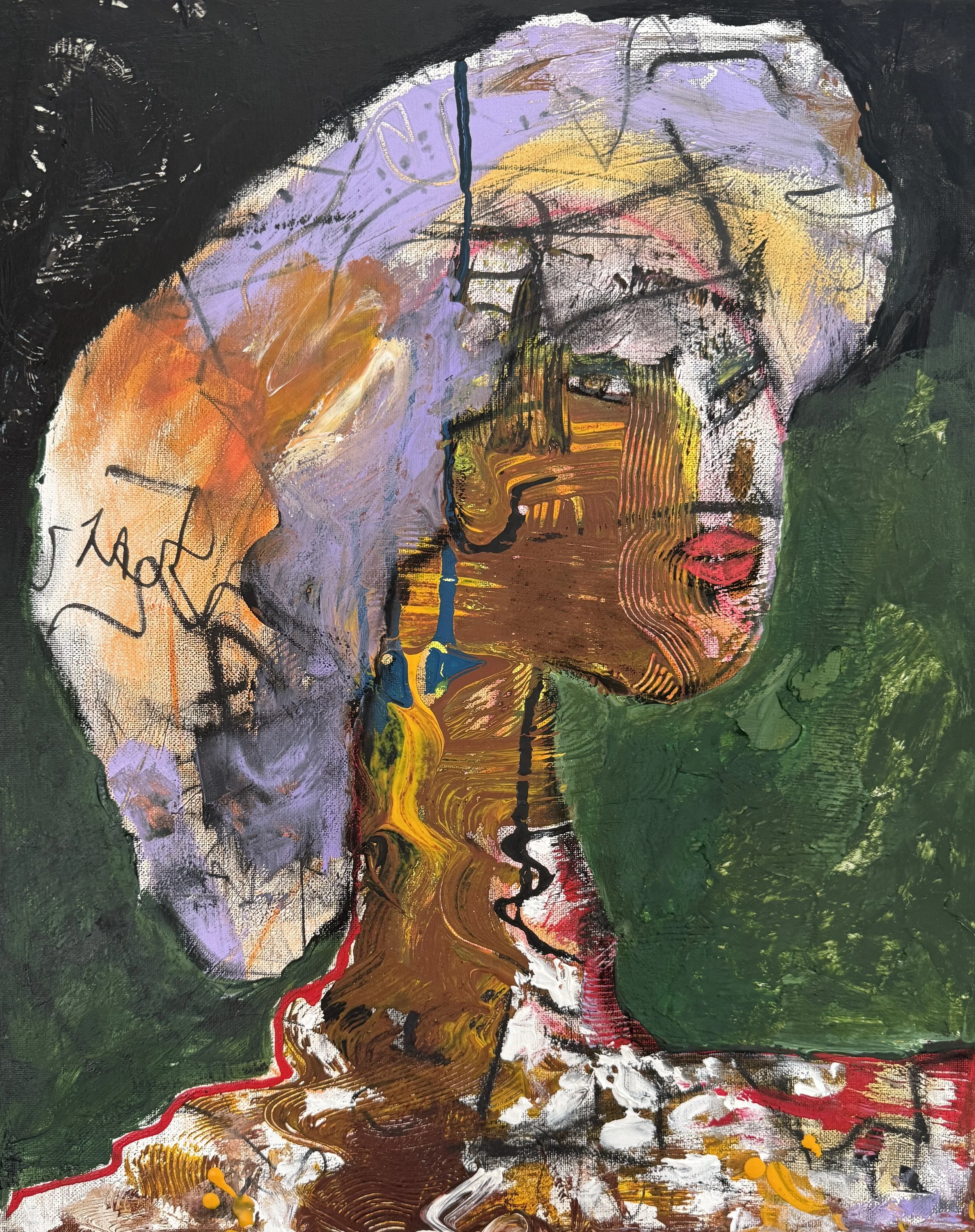 "Bonneting", 9in x 12in acrylic/mixed media on stretched canvas, 2026