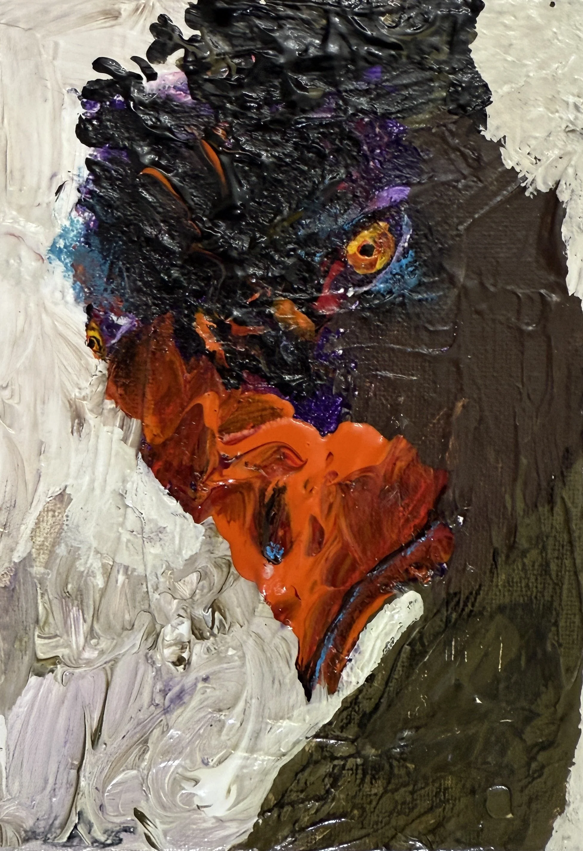 "Emu", 5in x 7in acrylic/mixed media on stretched canvas, 2025