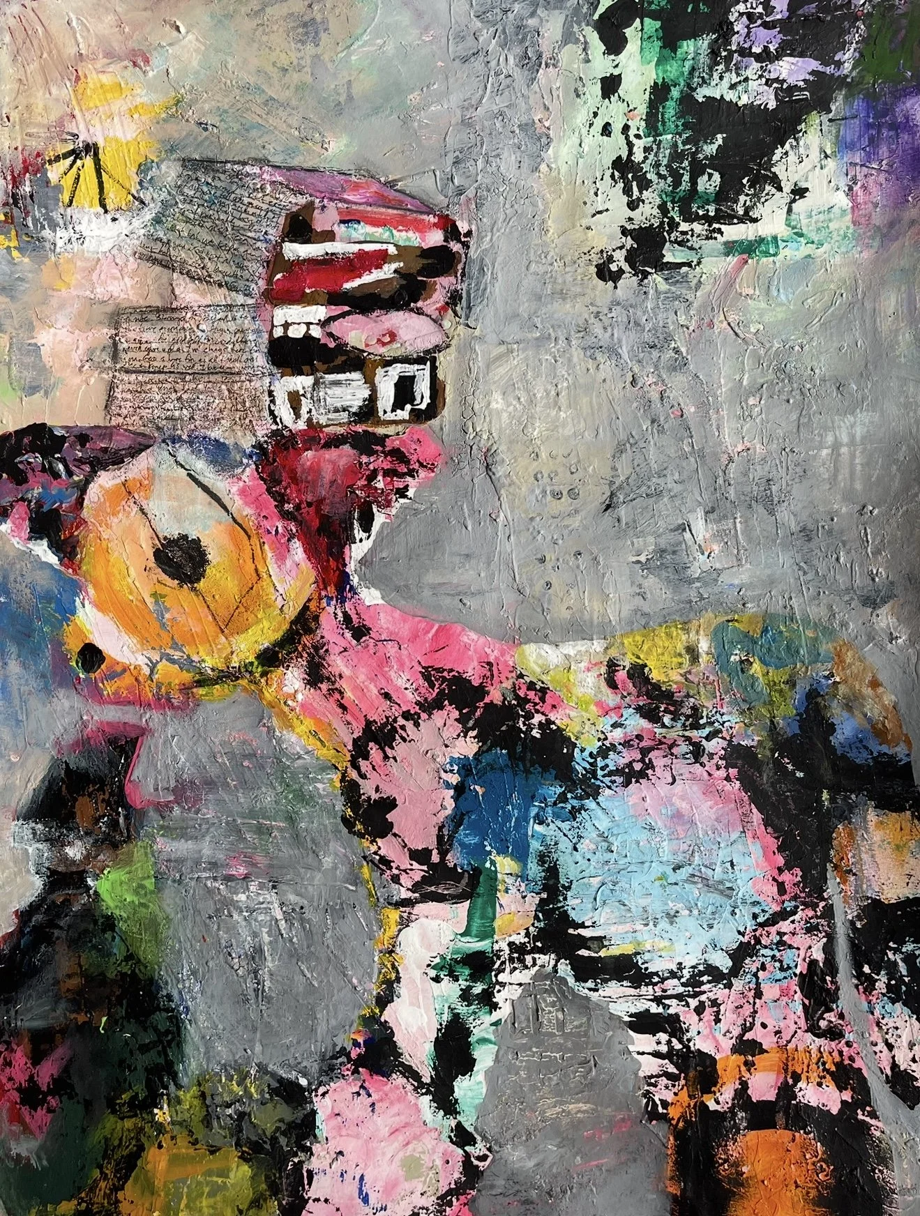 "The Lord Is Her Shepherd", 24in x 18in acrylic/mixed media on 140lb W/C paper, 2023