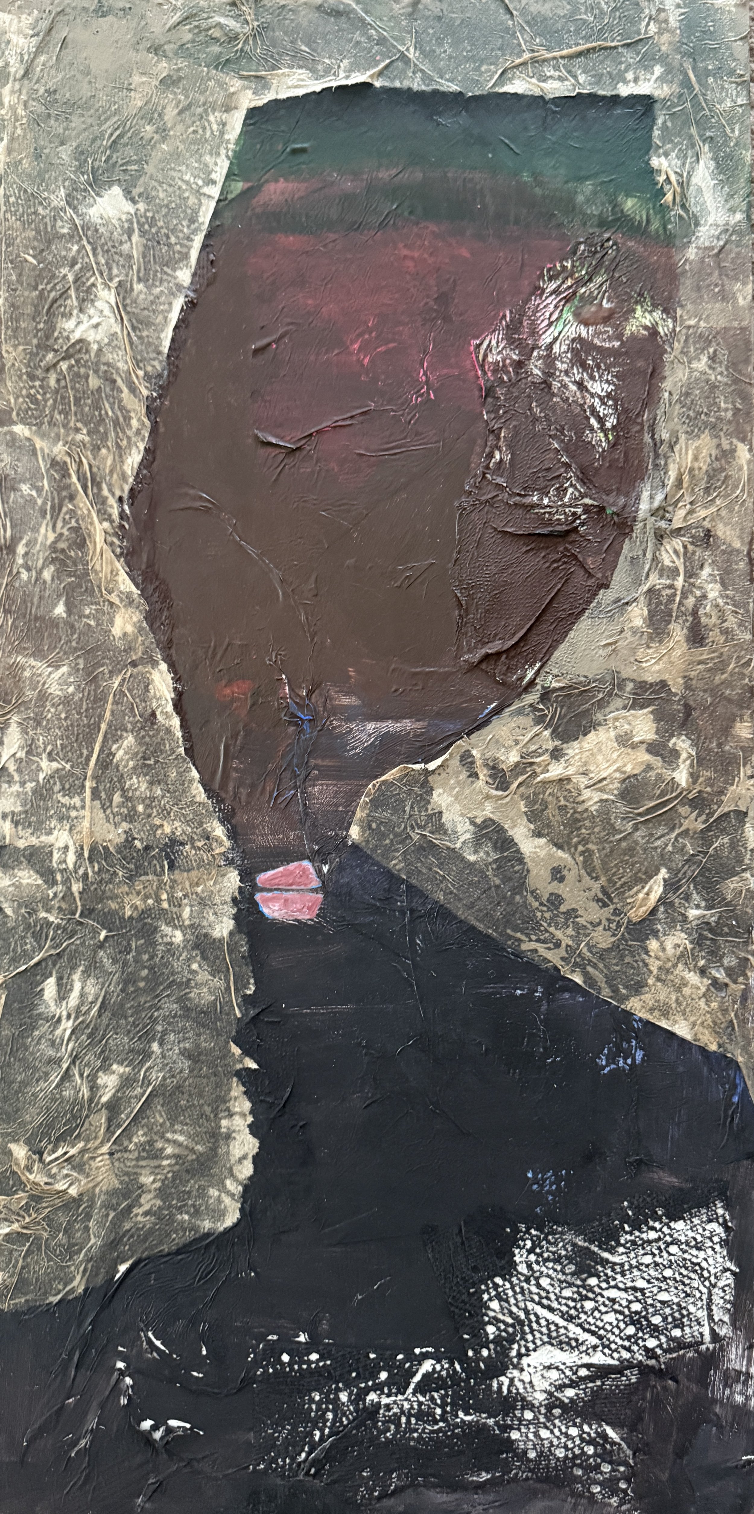"Mourning", 12in x 20in acrylic/mixed media on wood panel, 2025
