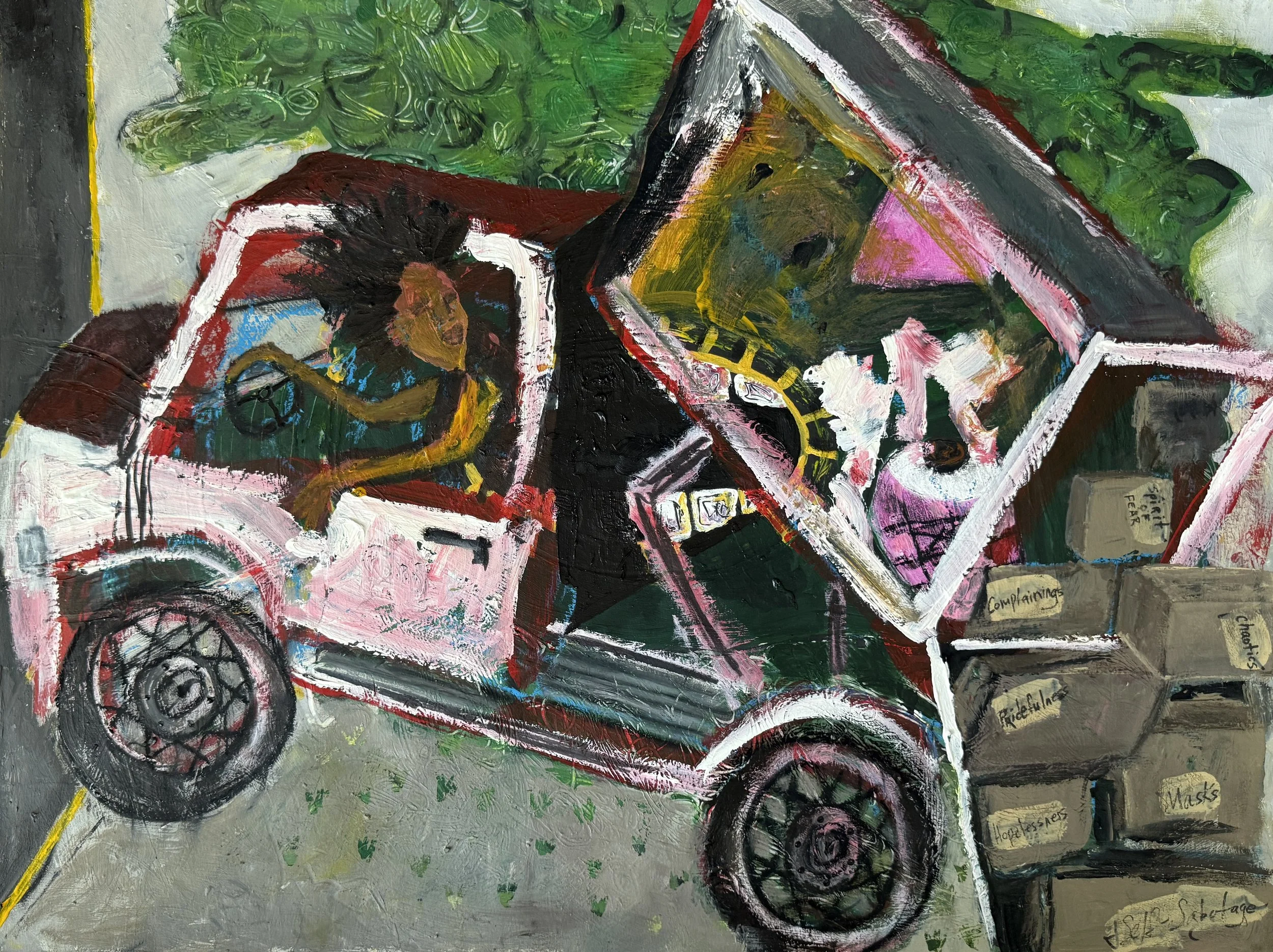 "Dump Truck, 24in x 28in acrylic on 140lb W/C paper, 2026