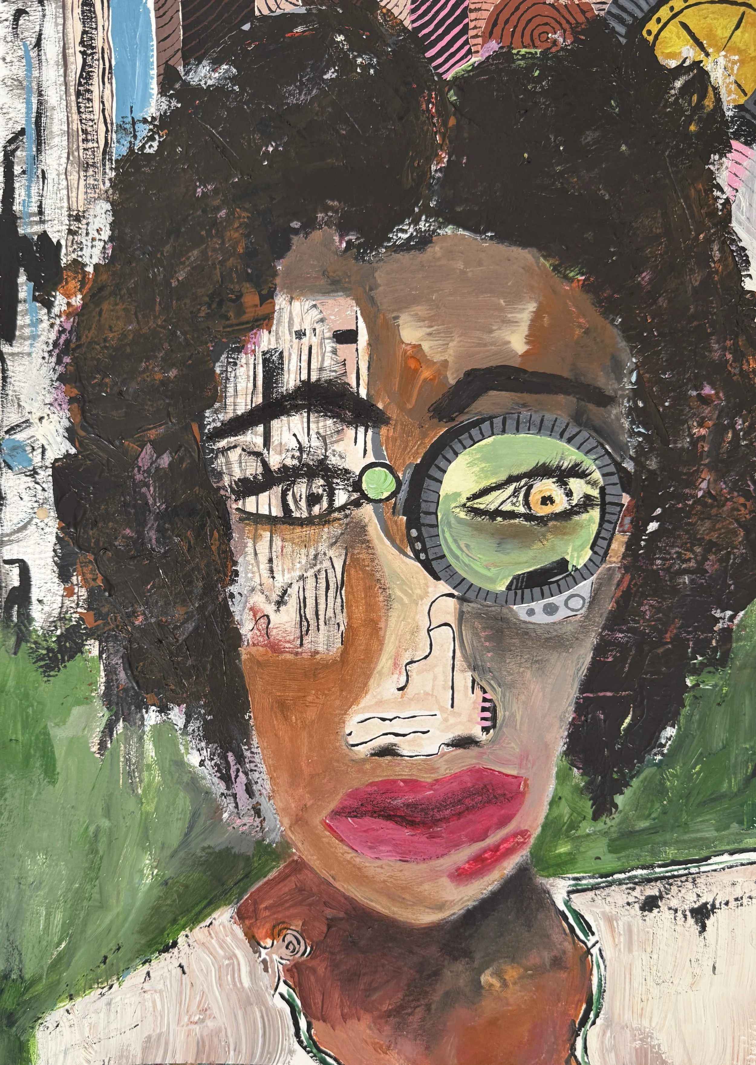 "Monocular", 8in x 10in acrylic on 140lb W/C paper, 2026