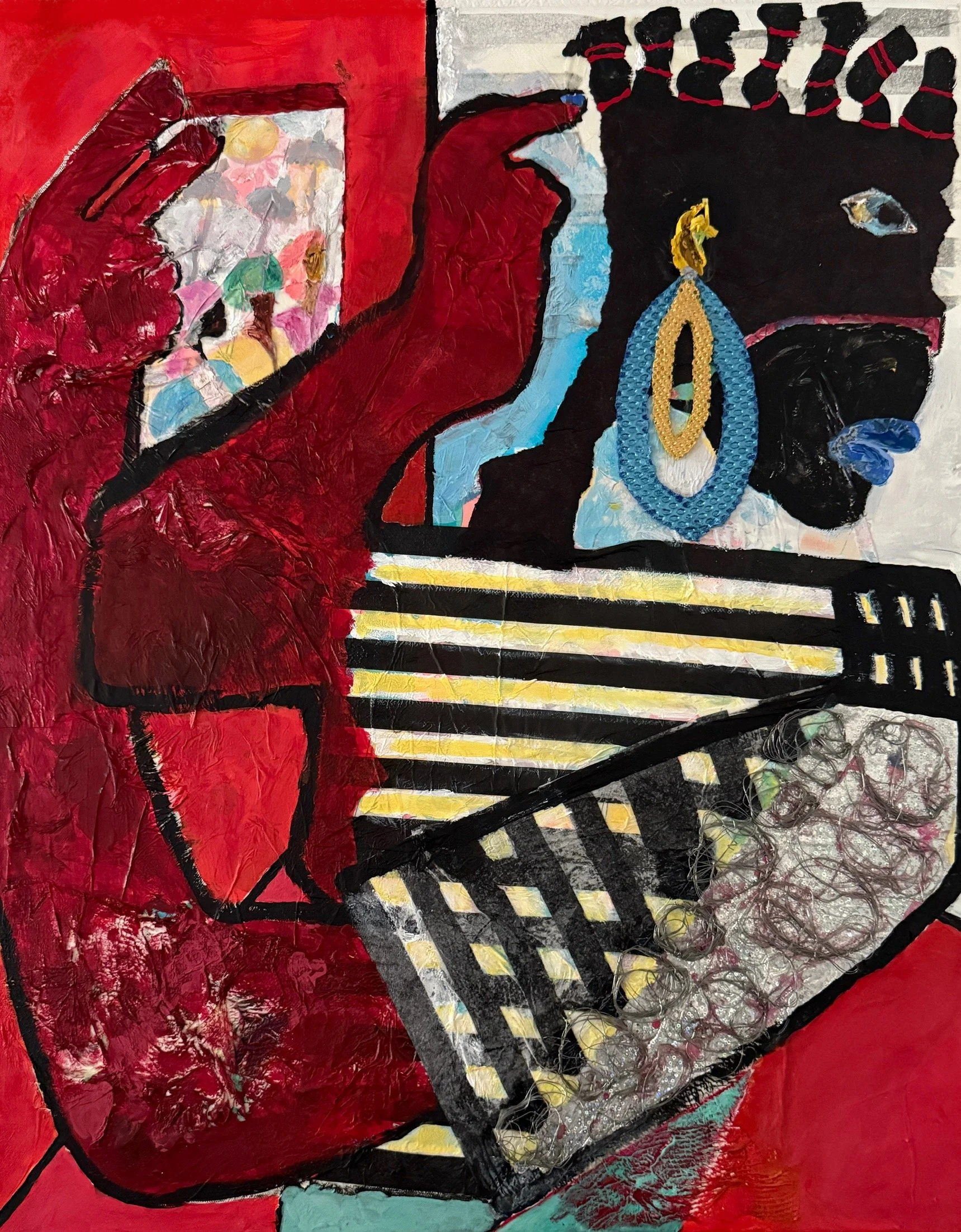 "One Thang About It, Two Thangz Fo Sho", 24in x 36in acrylic/mixed media on stretched canvas, 2025
