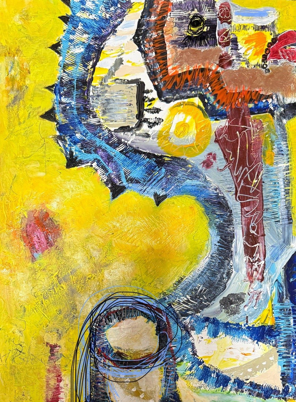 "Sunseeker", 18in x 24in acrylic on 140lb W/C paper, 2025