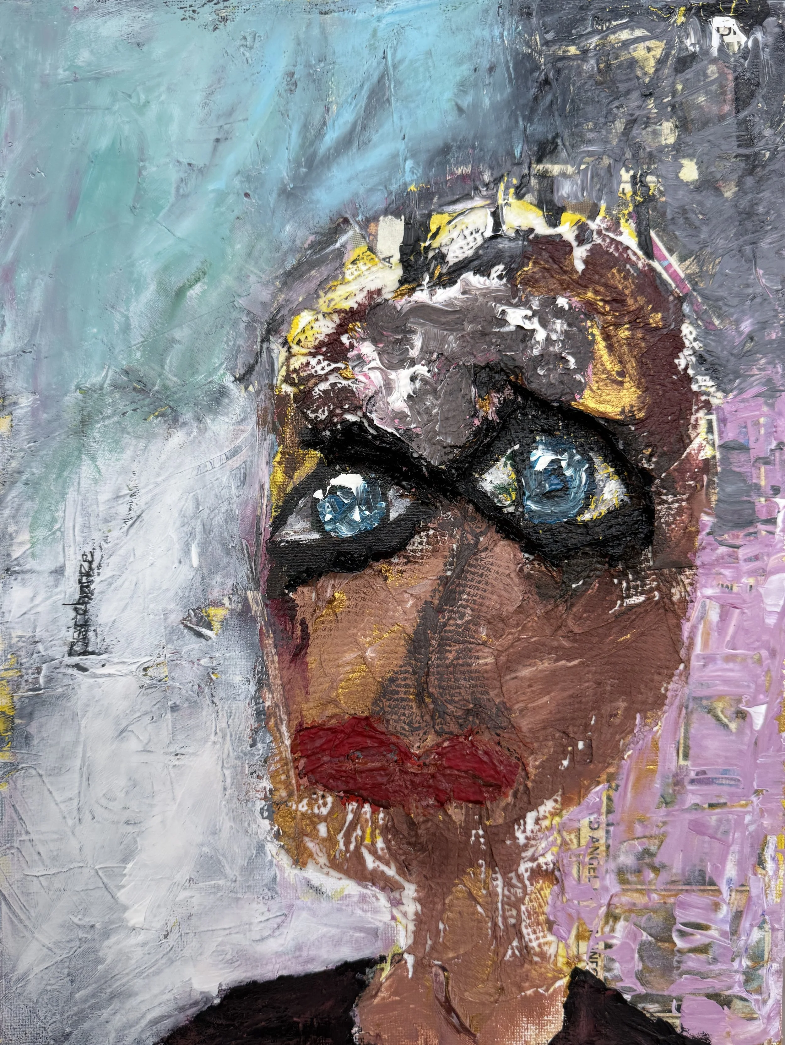 "Eyeballs", 9in x 12in acrylic/mixed media on canvas panel, 2025