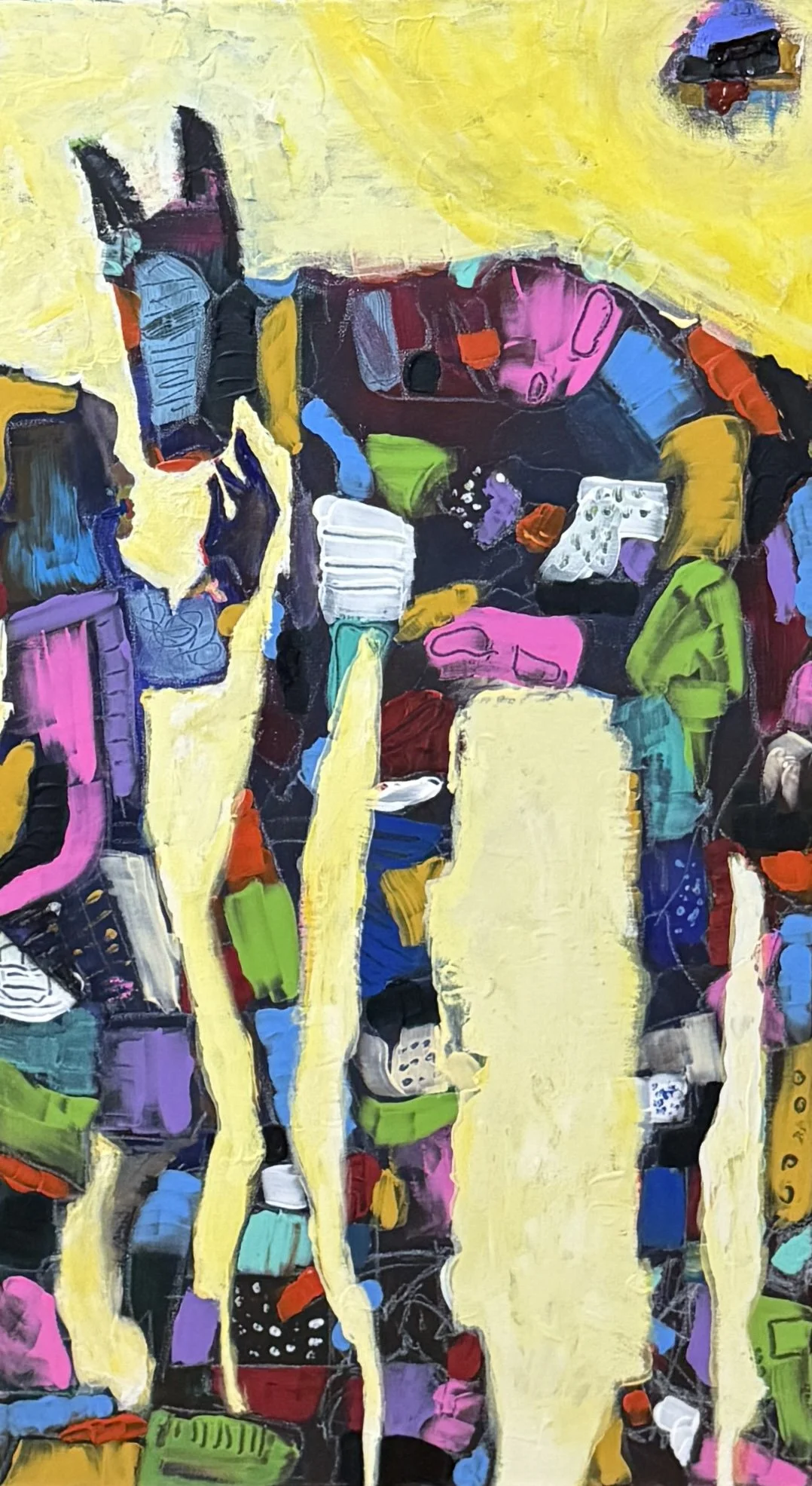 "Pappy Horse", 40in x 24in acrylic/mixed media on stretched canvas, 2025