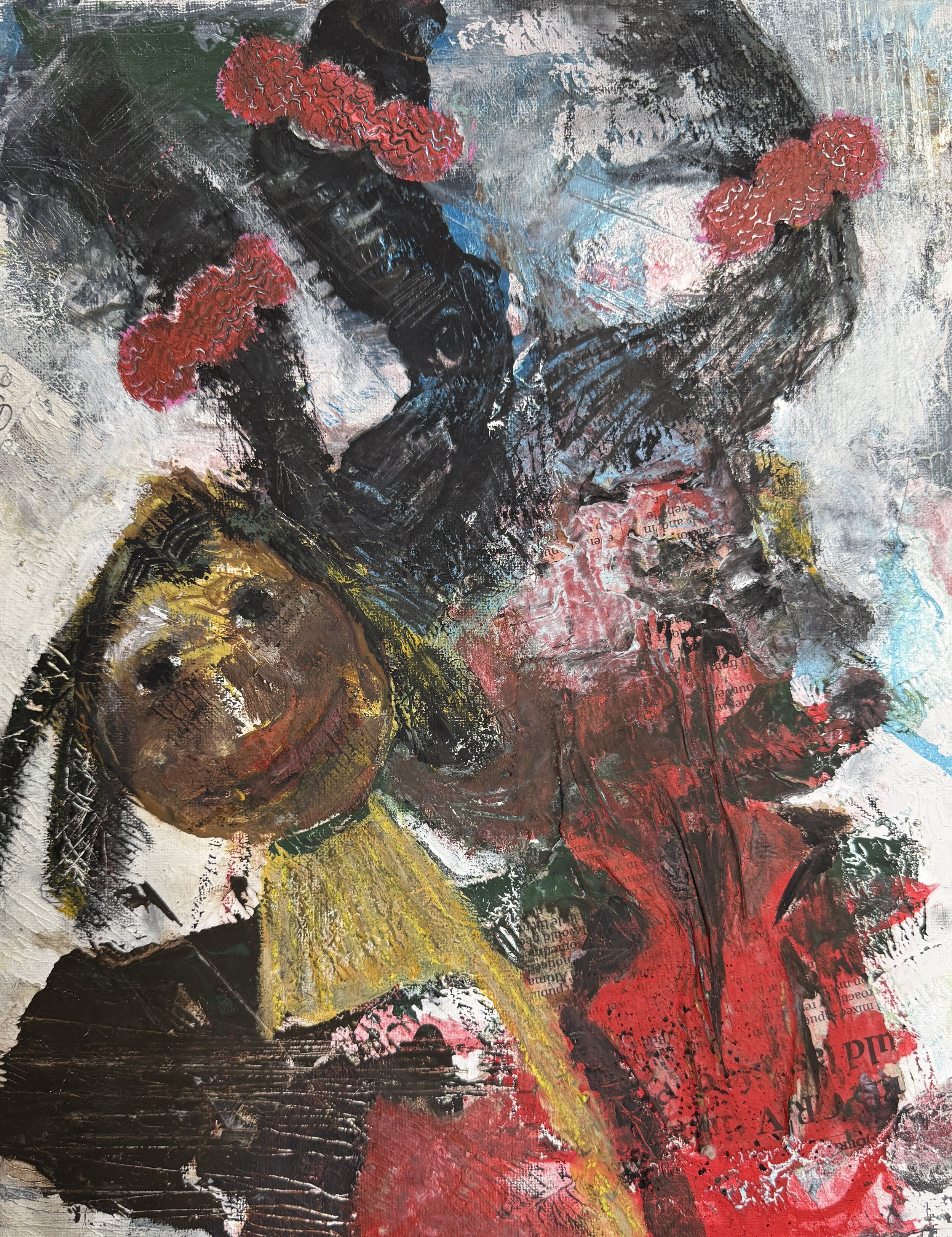 "Grand Child", 9in x 12in acrylic/mixed media on stretched canvas, 2026