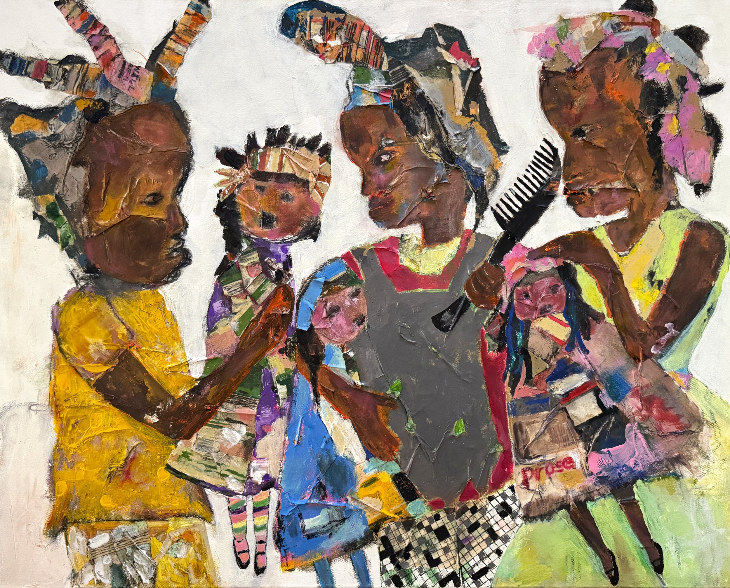 "Dollbabies", 30in x 24in acrylic/mixed media on stretched canvas, 2026