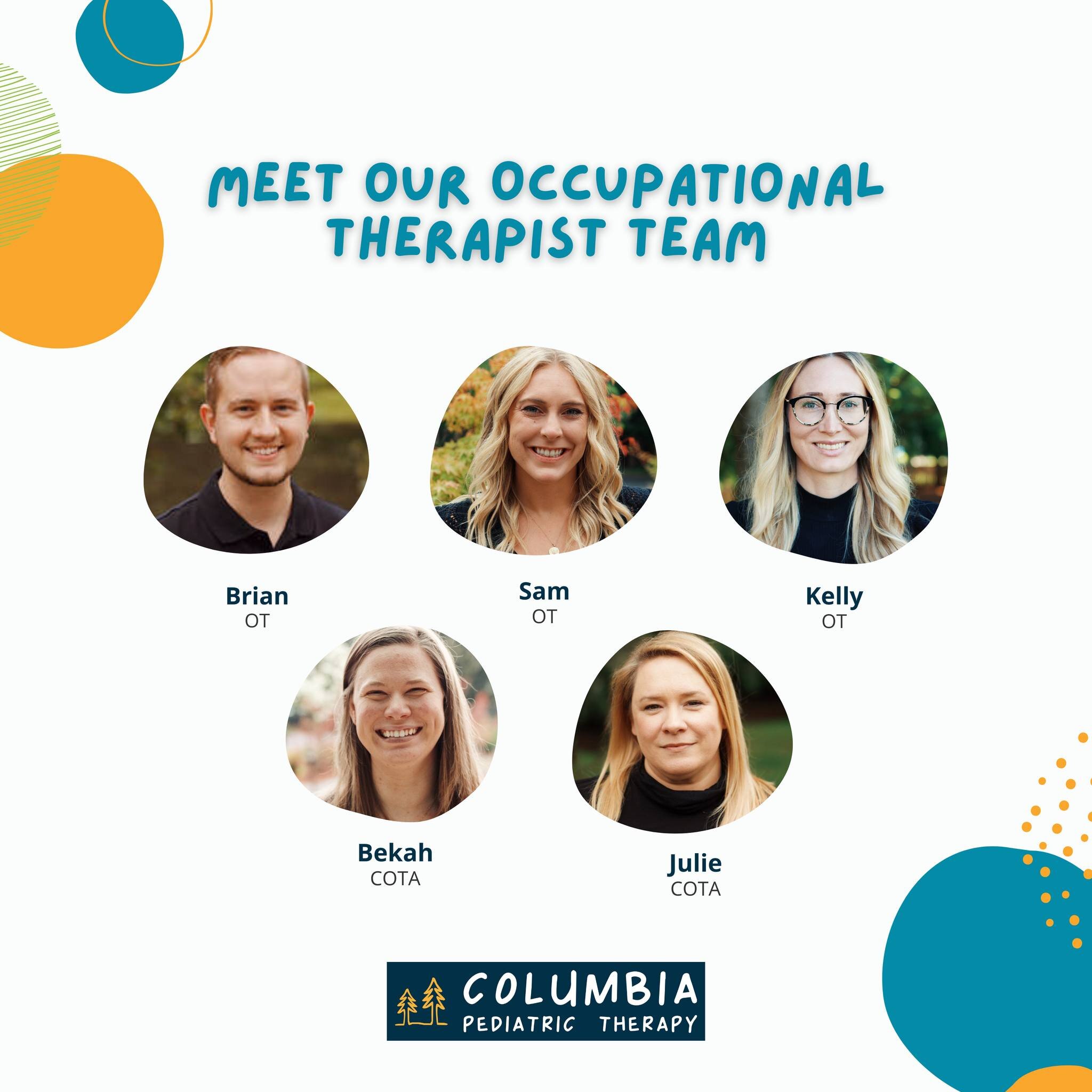 🌟 Meet Our Occupational Therapy Team! 🌟
Our therapists are dedicated to making a positive impact on the lives of children and families. From enhancing fine motor skills to promoting sensory integration, our OTs specialize in creating personalized t