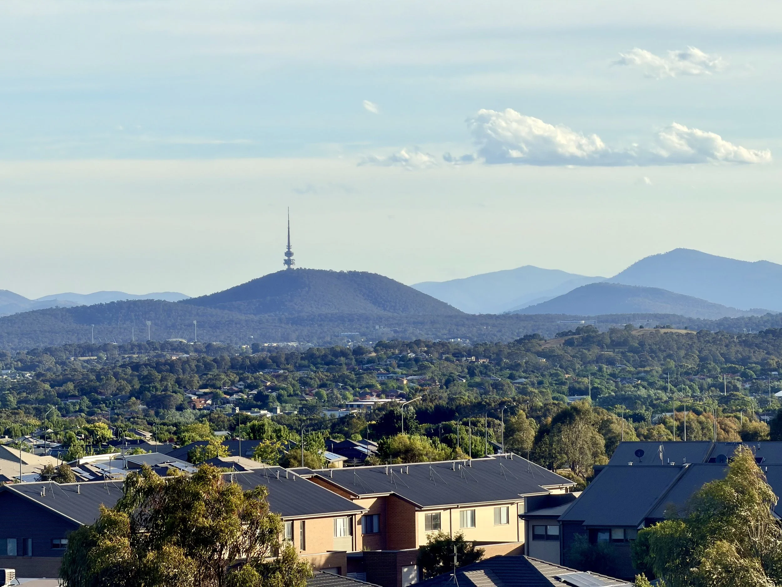 Canberra landscape with affordable housing in the foreground