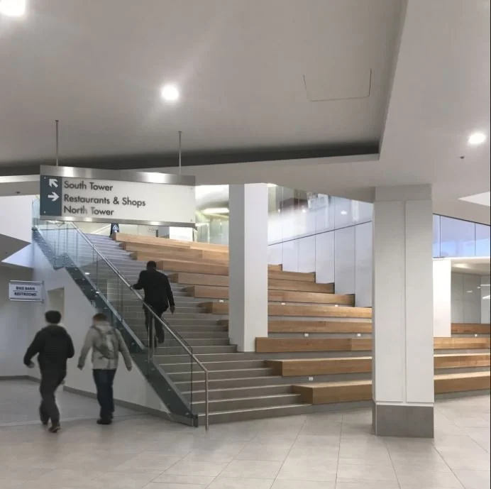 Denver Place Podium Remodel - Cannon Design,  Remodeled the central podium space including common spaces. Role:  Project Lead