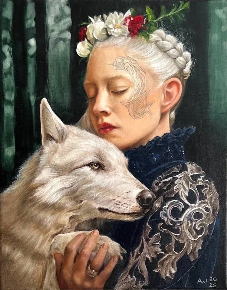 Ancient Future - Return of the Dire Wolf - Oil on Linen - 40 x 50 cm - 2025 - Available