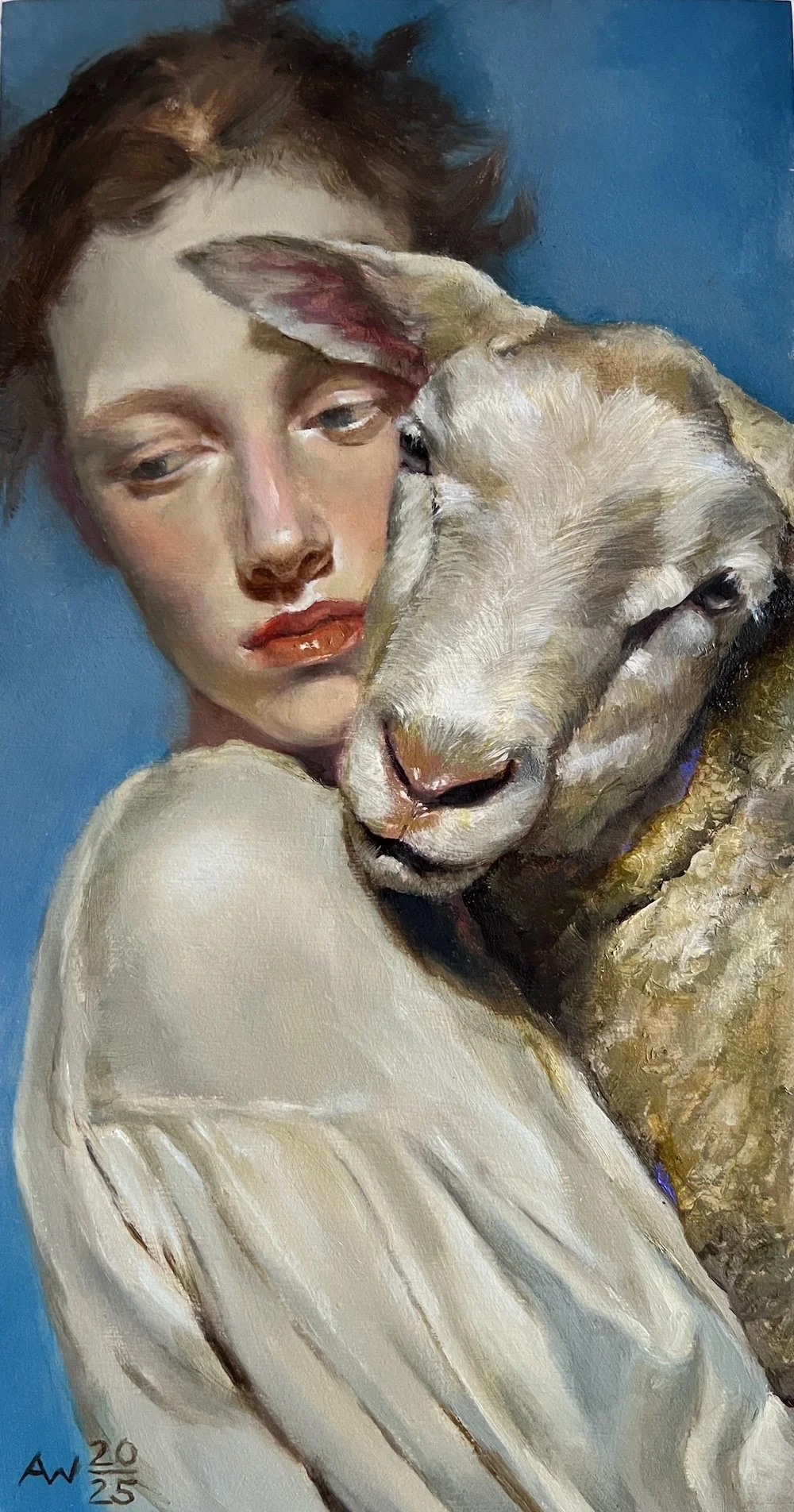 The Weight of Gentle Things, 31x16 cm, Oil on Wood - 2025