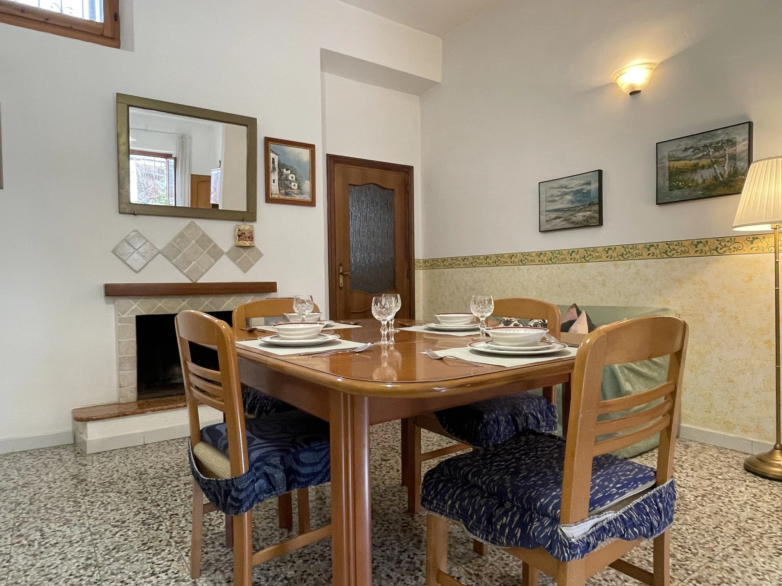 Dining area with door to kitchen