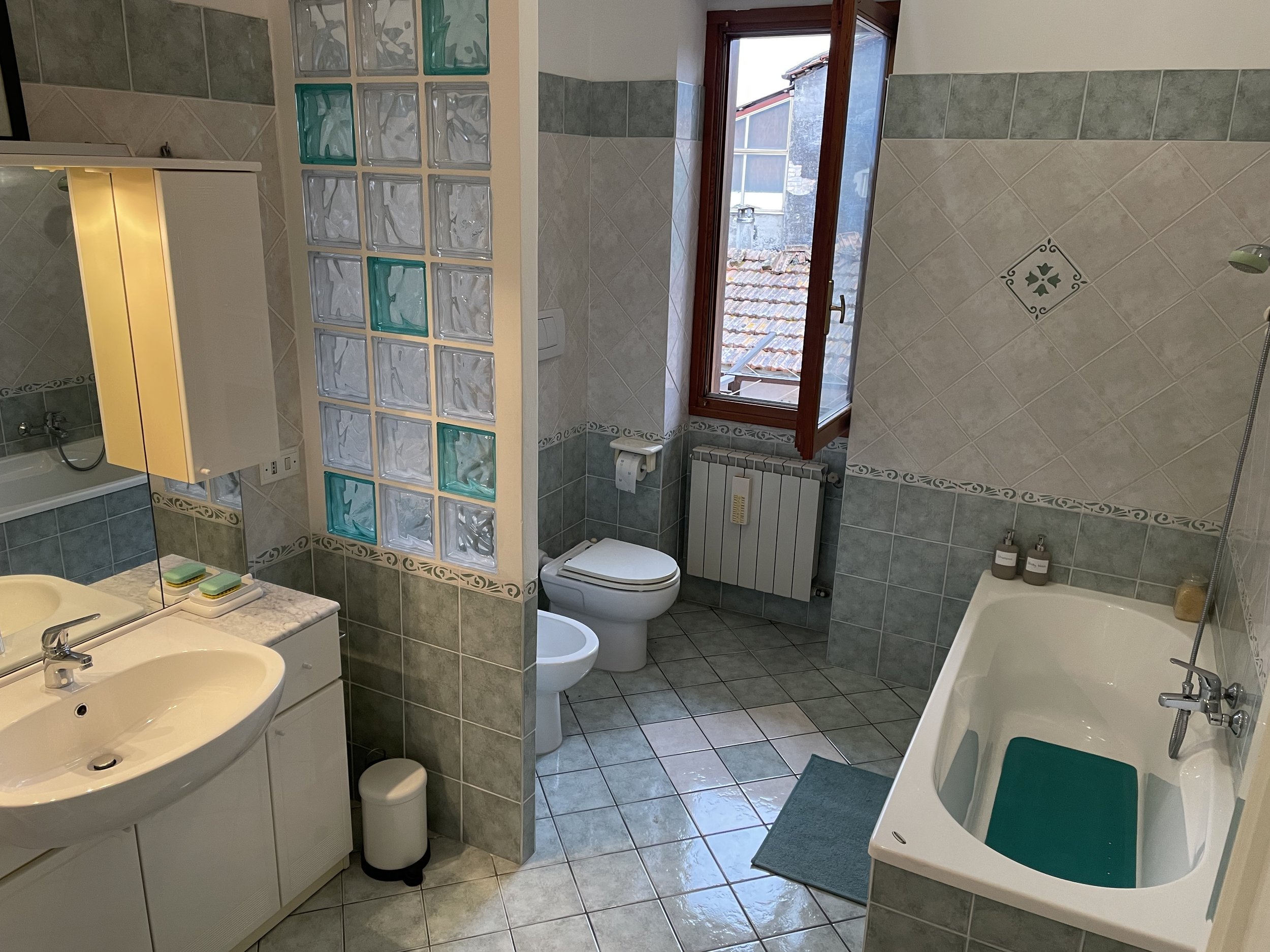 Master bathroom with bath