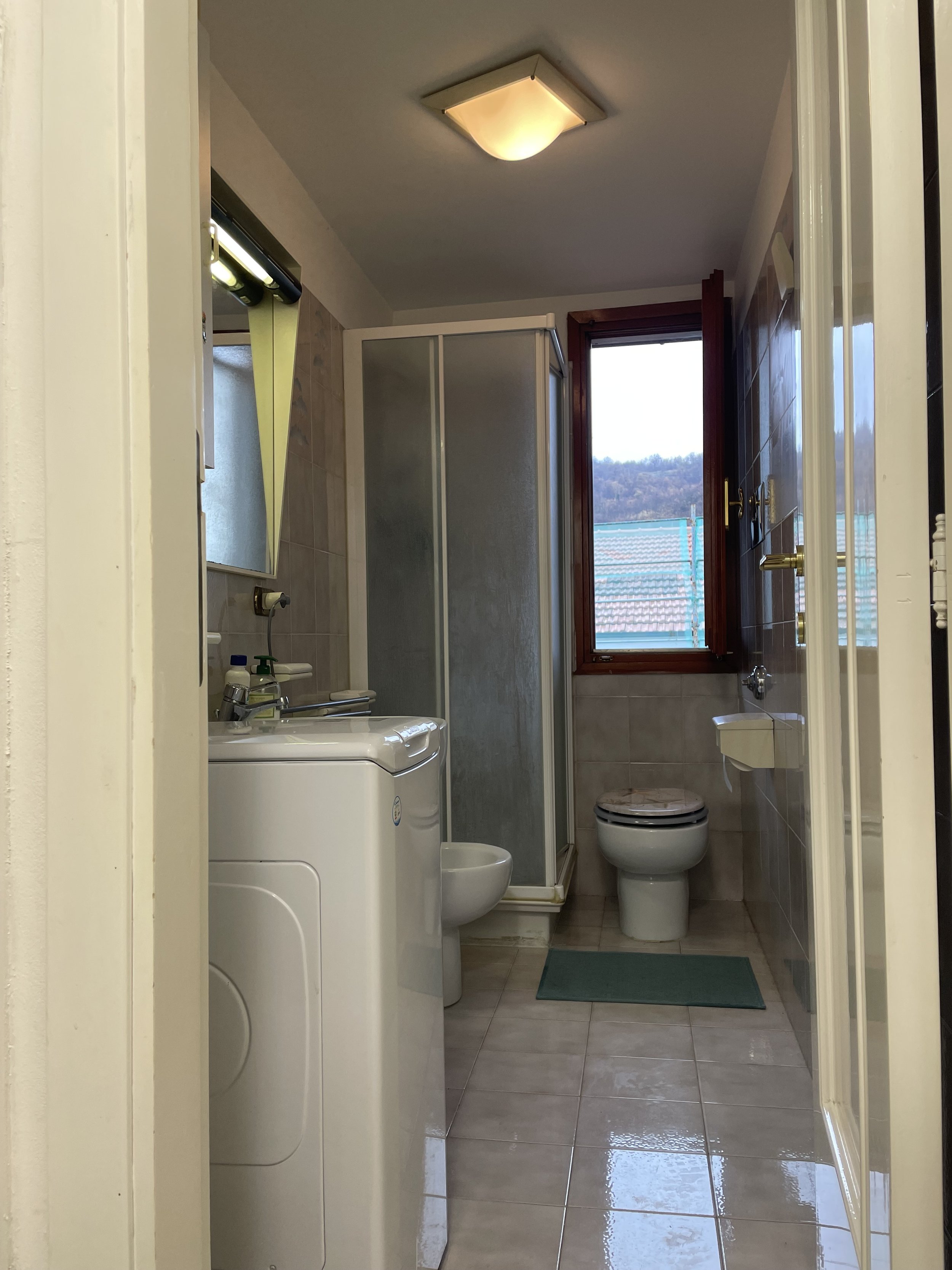 Second bathroom with shower and washing machine