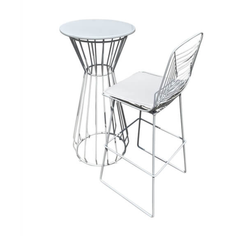 Wire high bar table white — over the top events