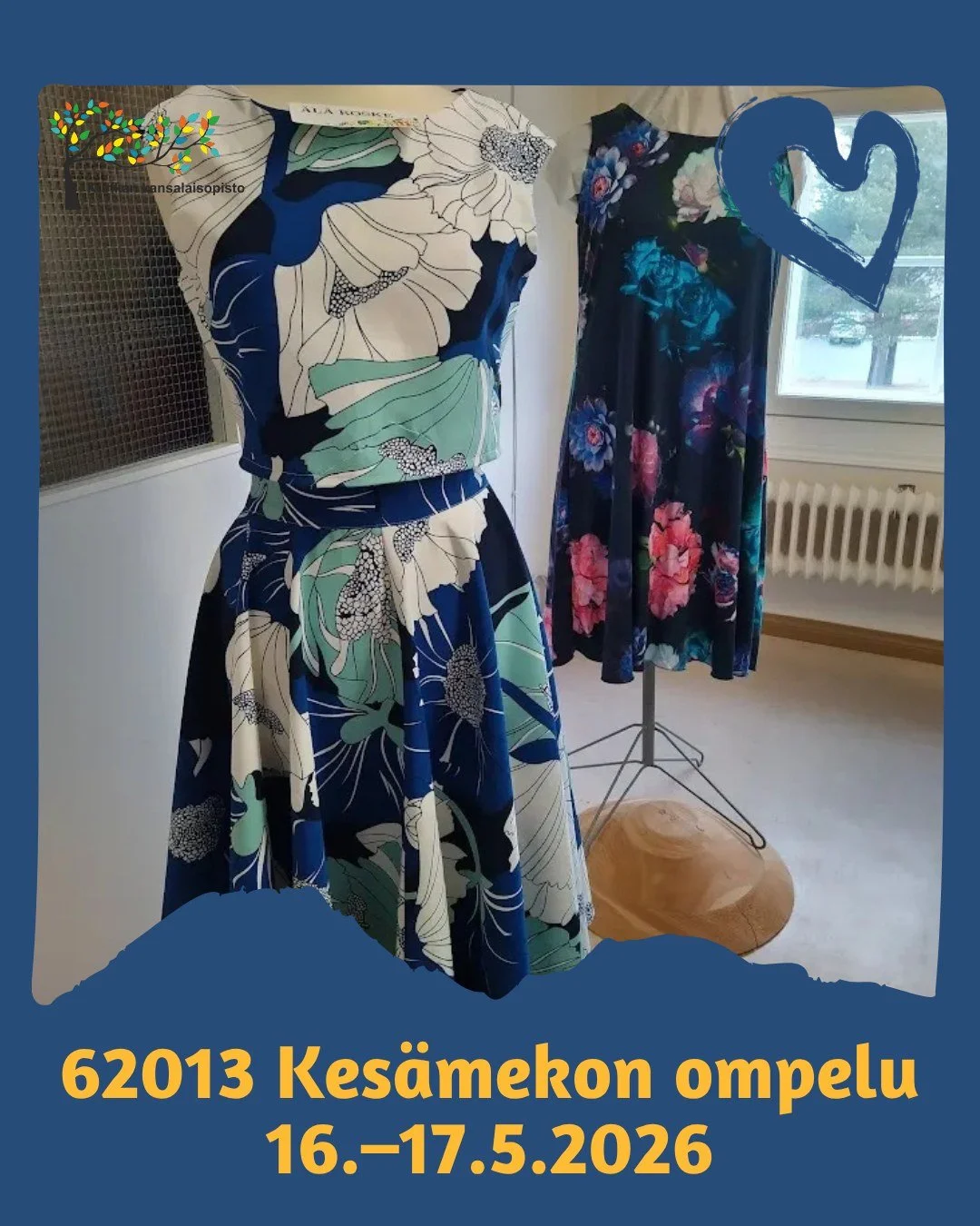 Unelmamekko mieless&auml;? 👗✨ 

Kes&auml;mekon ompelu -kurssilla ompelet kes&auml;mekon tai tunikan omien mittojesi ja tyylisi mukaan. Valmiit kaavat ja selke&auml;t ohjeet auttavat alkuun, ja opettaja on tukena koko matkan ajan.

Olitpa sitten ensi