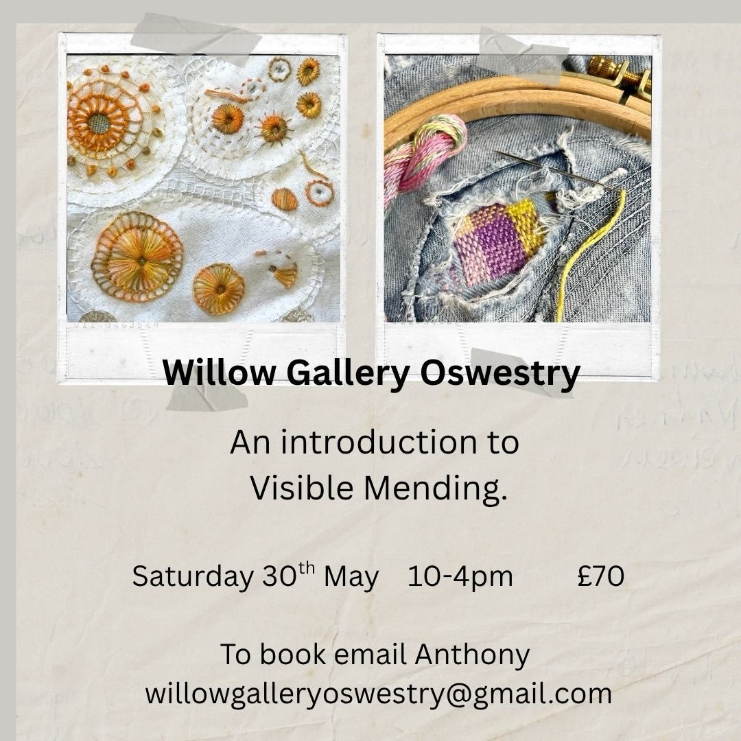Join me in May for a relaxing day of stitch, as I deliver this popular introductory day exploring the world of visible mending.
I will take you step by step through a series of mending techniques such as eyelets, patches and darning.
Beginners are ve