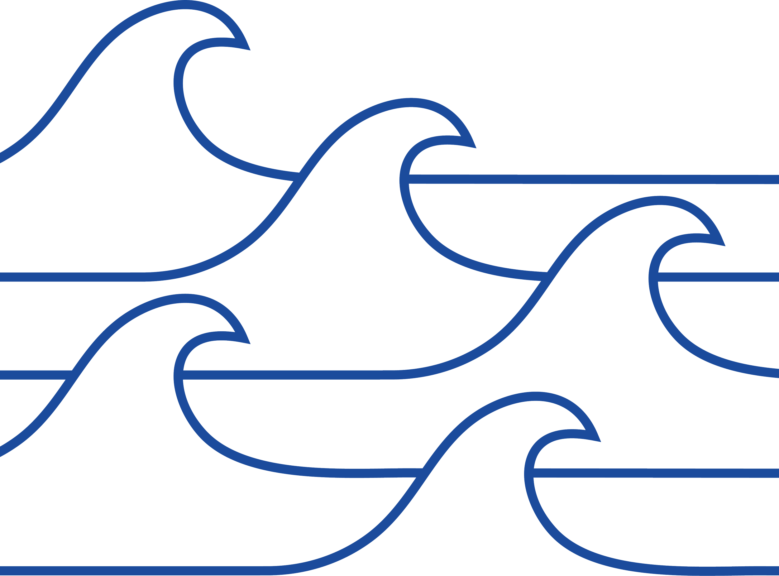 A collection of stylized blue wave line art designs on a black background.