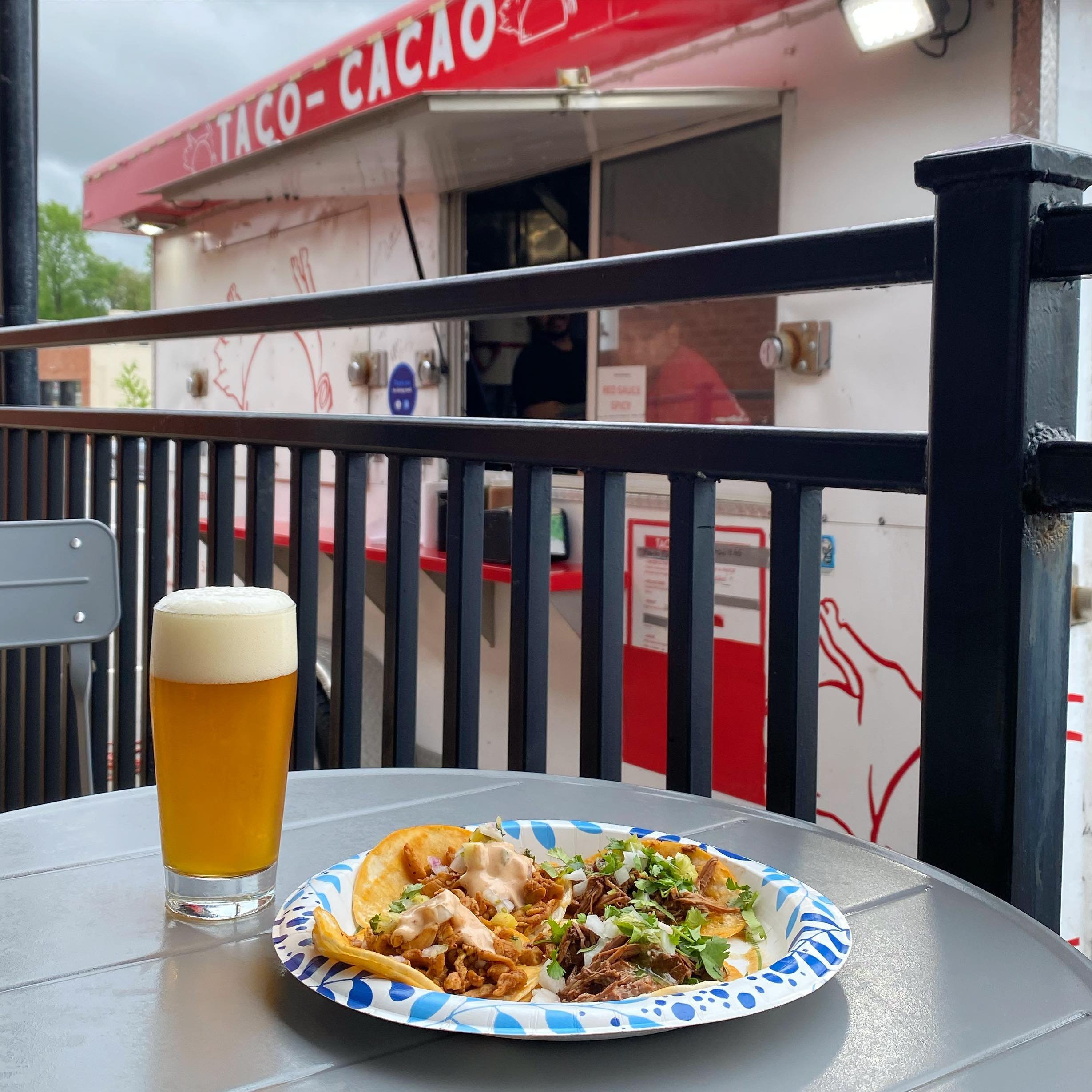 Maybe we&rsquo;re being wantonly optimistic, but we&rsquo;re calling it a patio Sunday. And @taco_cacao is out front to spice it up even further. Let&rsquo;s get relaxed, shall we? We&rsquo;re open at 12.