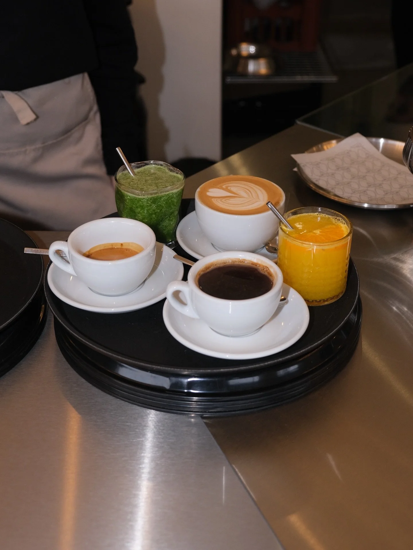 Choose your personality:

Americano 
Cappuccino 
Espresso 
Fresh pressed orange juice 
Basic B**** Smoothie 

tue-sun 9-17