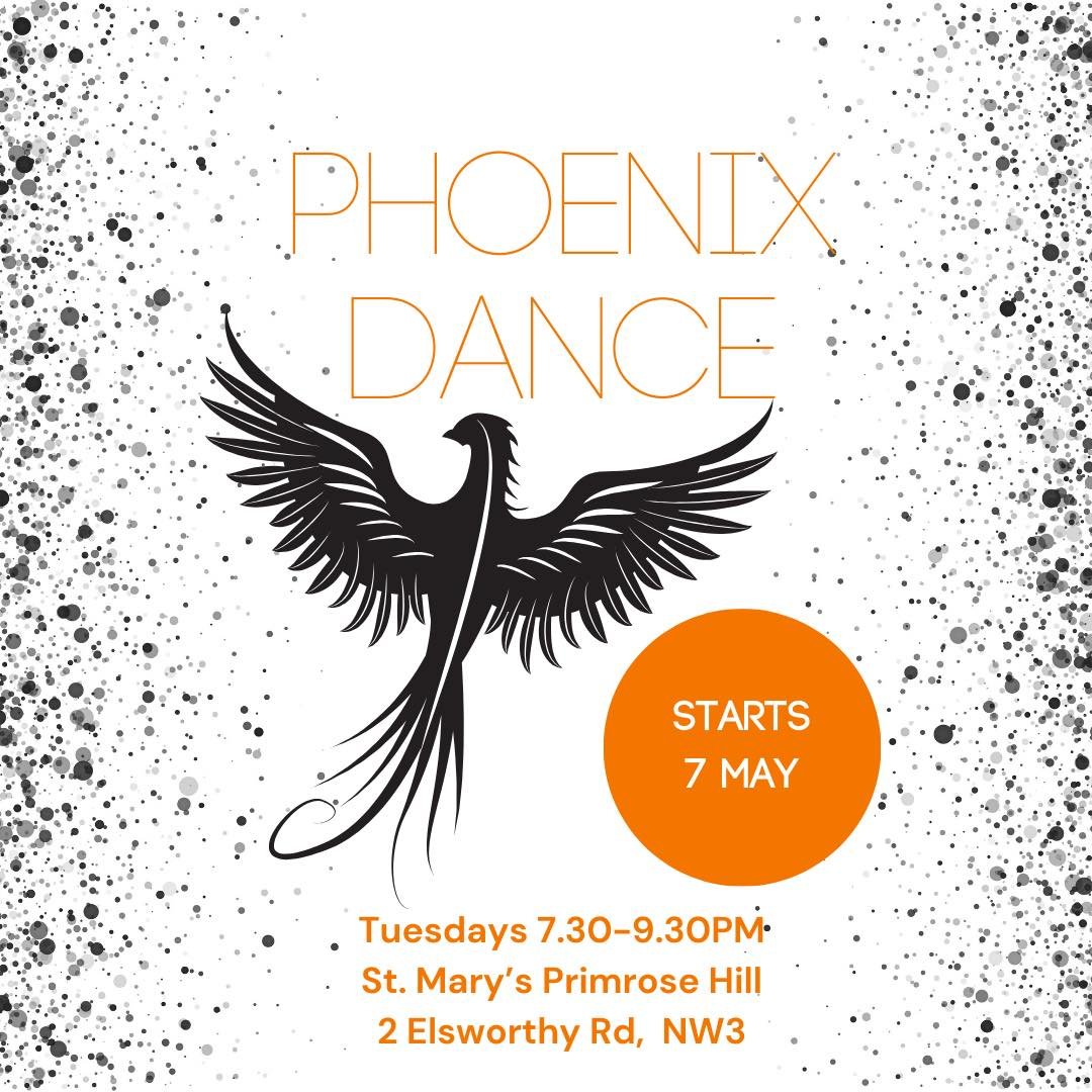 Come and dance on Tuesdays! 

Sue Rickards will be kicking us off for our first ever 🐦&zwj;🔥Phoenix Dance on 7 May. 

Tuesday 7 May
7.30-9.30PM
Church of St Mary the Virgin, Primrose Hill, London N3

Be there with your dancing choose on 🧡

Get you