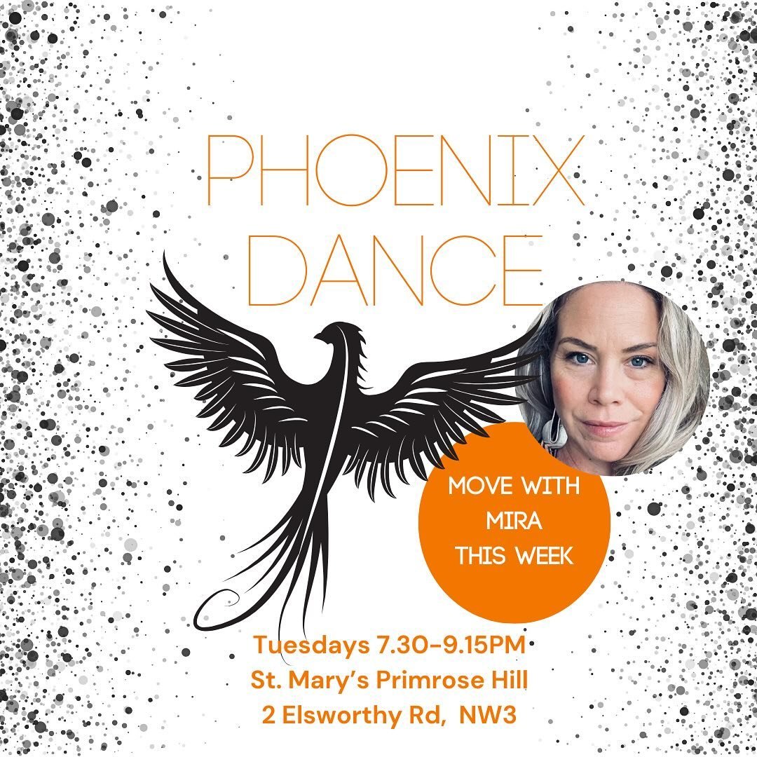 The amazing @miraschauble is teaching Phoenix Dance in this week. Come shake, loosen and drop into your body 💙

🐦&zwj;🔥 Phoenix Dance 
Tuesdays - 7.30-9.15PM

💒 St. Mary&rsquo;s Church Primrose Hill

🎟️ Tickets
Buy online or at the door (cash &a