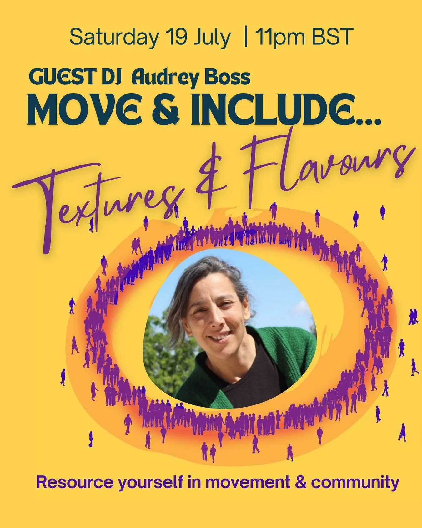 I&rsquo;m DJing for an hour (at 11pm BST) at Move &amp; Include on 19 July 2025 - 

24hr of Open Floor online. I hope you&rsquo;ll join me and other  teachers from across the world for this fundraiser that is close to my heart. 

My theme is ~ Textur