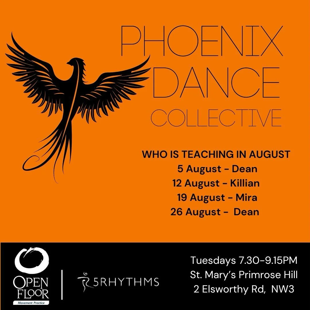 Phoenix Dance is on throughout August - come and move with Dean on Tuesday 💙

🐦&zwj;🔥 Phoenix Dance
Primrose Hill, Tuesday - 7.30-9.15PM

💒 St. Mary&rsquo;s Church Primrose Hill

🎟️ Tickets
at the door (cash &amp; card) 

Supporter: prepay for a