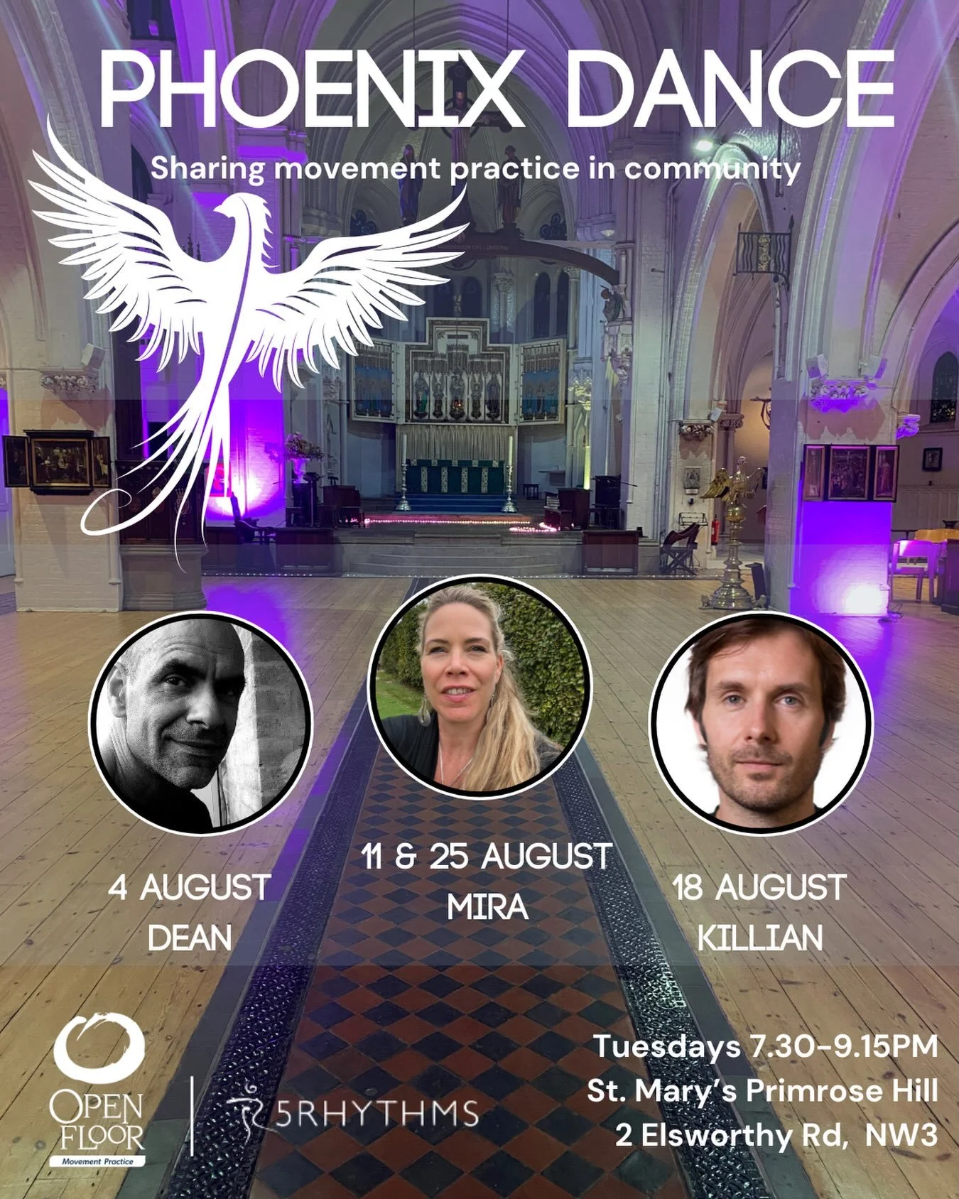 Phoenix Dance is on every week in August 💫🌈 Come join us on the dance floor. In a beautiful space, in a community of practice and with a little bit of music magic - it&rsquo;s Dean this Tuesday on the decks 🤩

🐦&zwj;🔥 Phoenix Dance
Primrose Hill