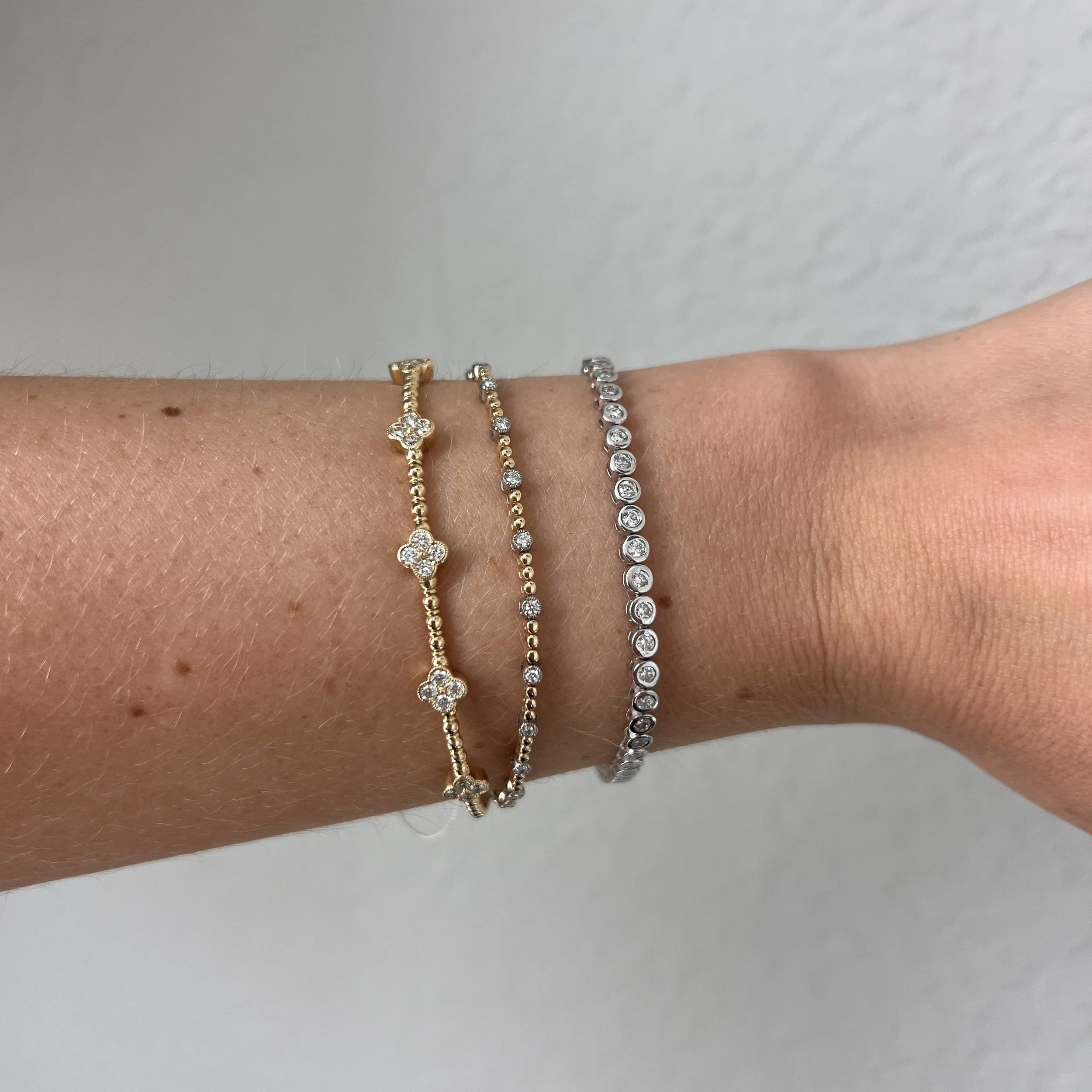 Two Toned Beaded Diamond Bracelet