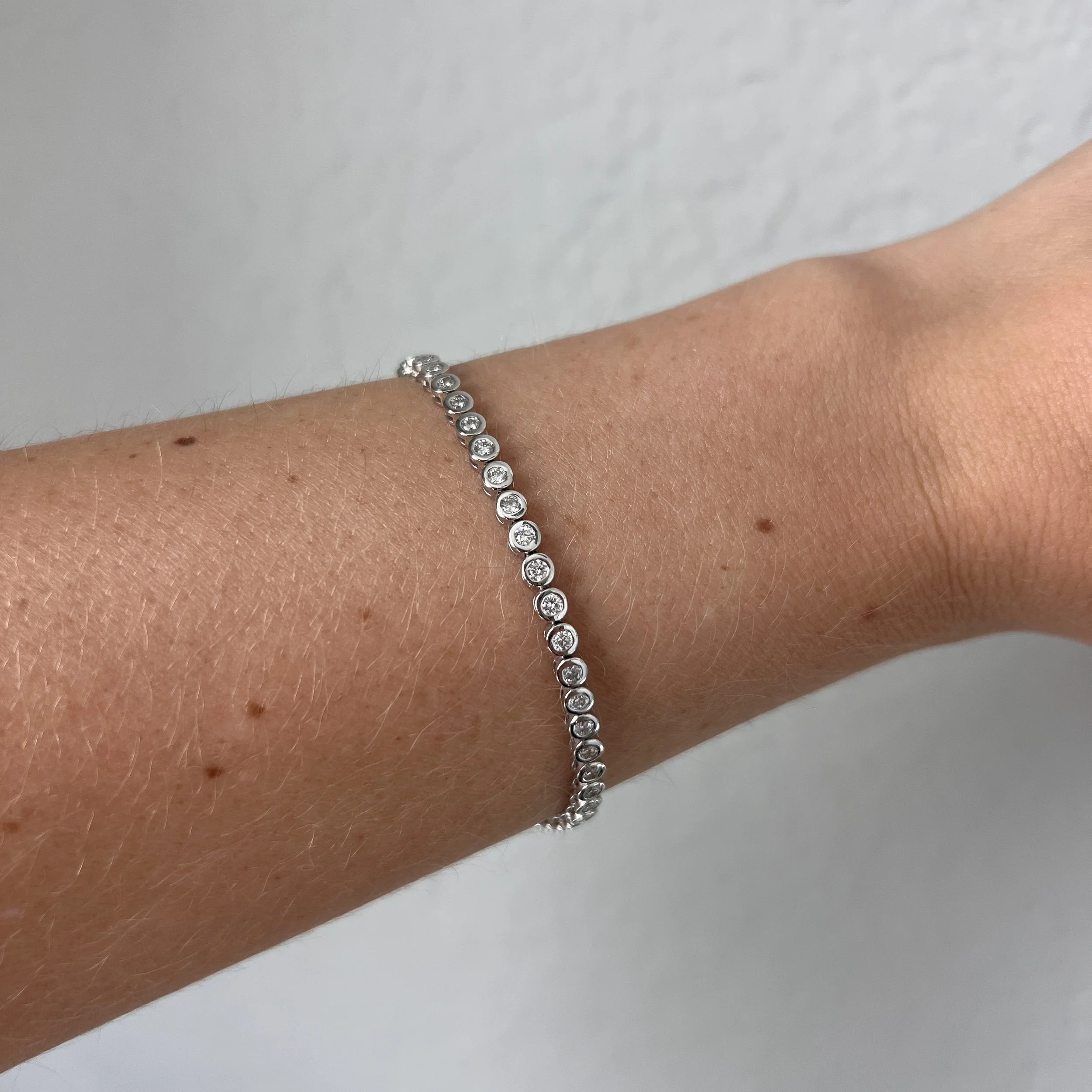 White Gold Bezel Set Diamond Bracelet