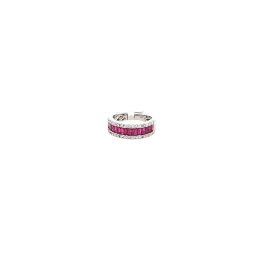 Ruby and Diamond Half Band Ring