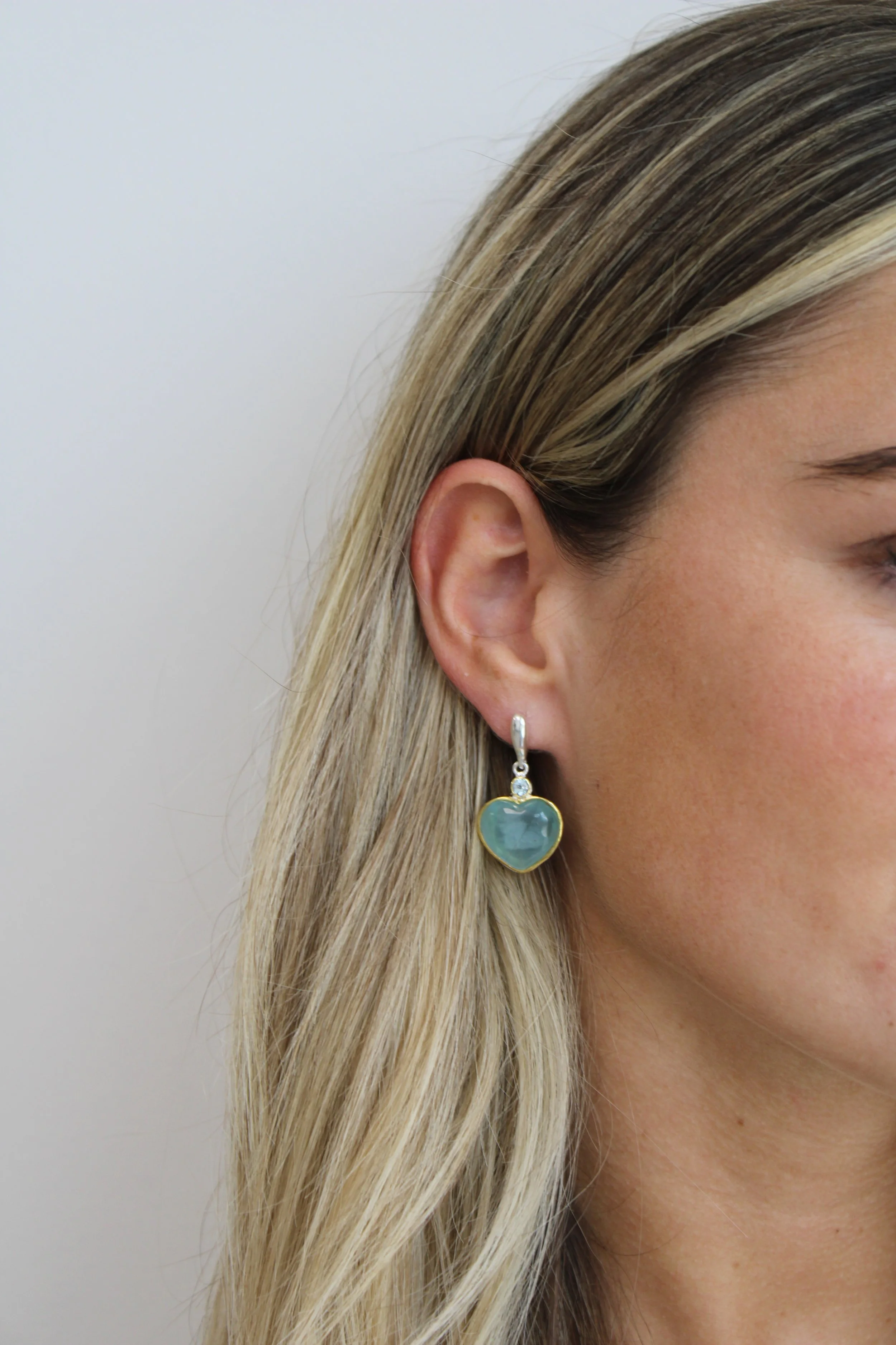 Boho Aqua Heart Earrings